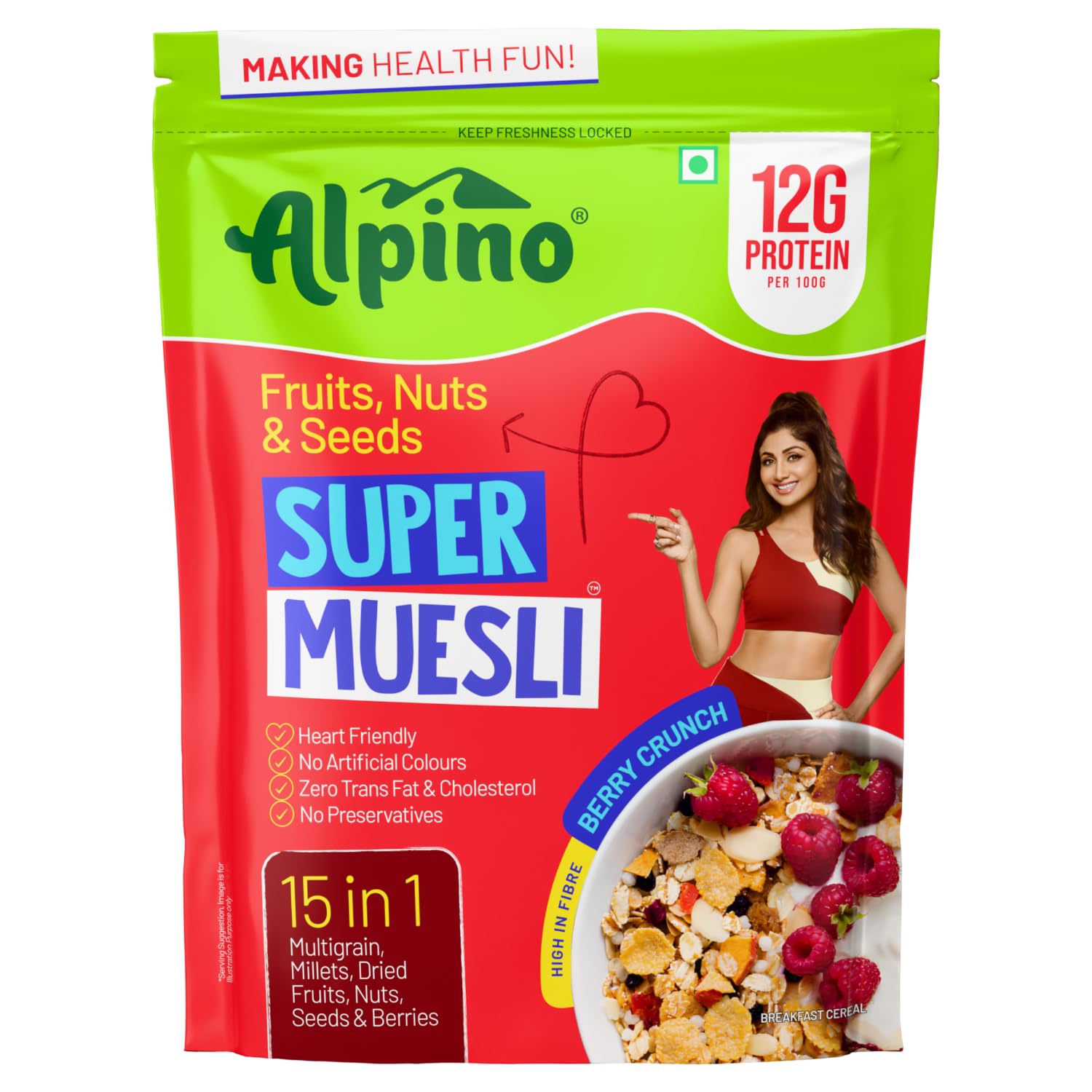 Alpino Super Muesli Fruit &amp; Nuts 400 G | Whole Oats &amp; Whole Gr