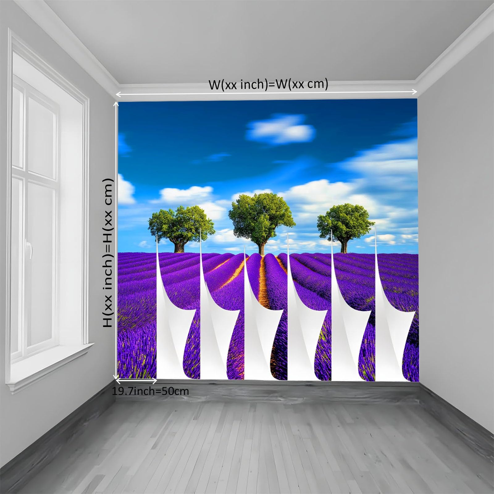 Panoramiczna tapeta wiejska lawendowe błękitne niebo morze kwiatów, fototapeta 200 x 140 cm gigantyczny plakat ścienny 3D do salonu pokój dziecięcy tło telewizora restauracja ścienna, wielokolorowy
