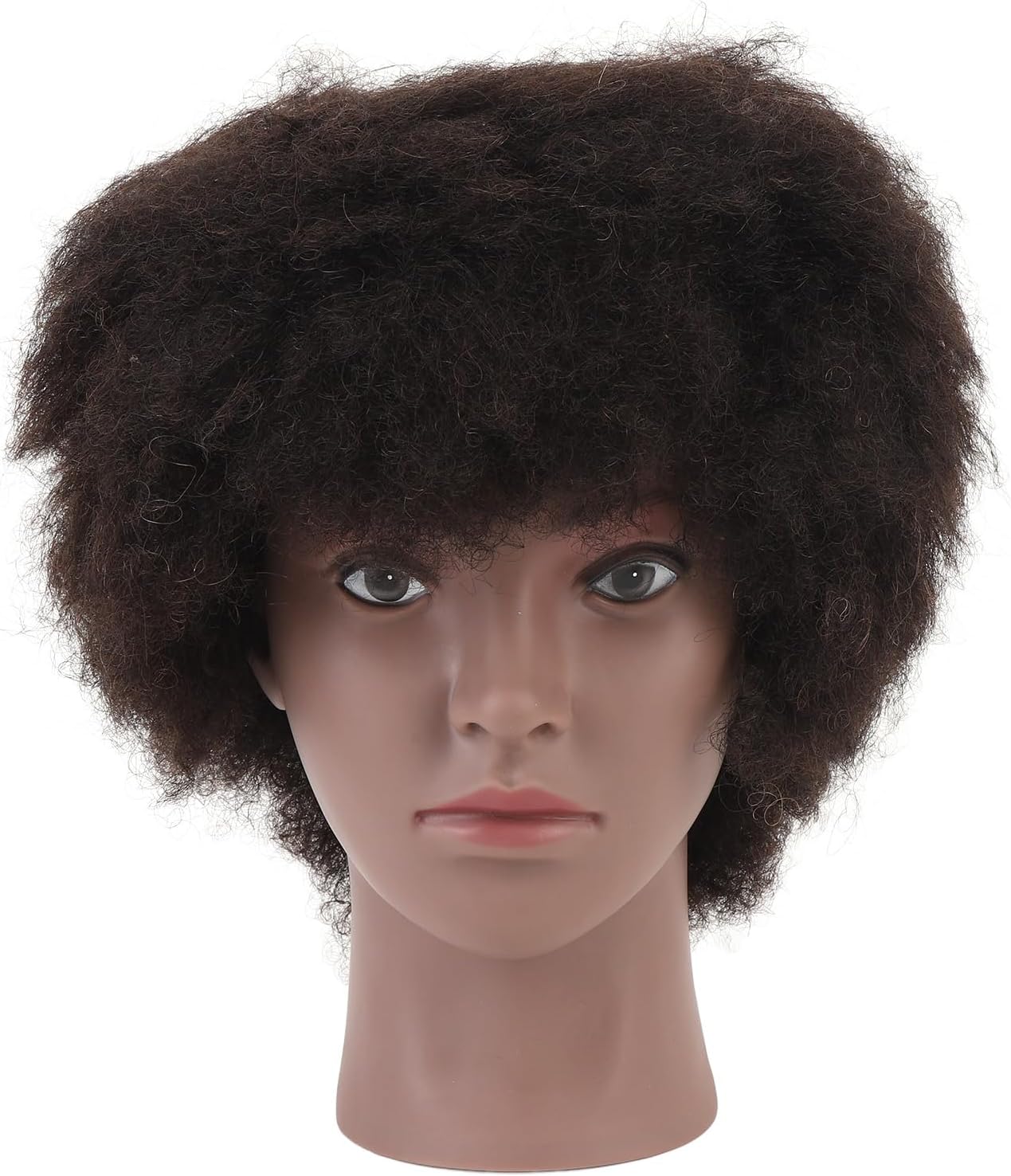 Afro Hair Mannequin Head for Braiding Practice | Realistic Black Skin & Curly Human Hair | Cosmetology Mannequin for Styling / Wig Display / Makeup Training