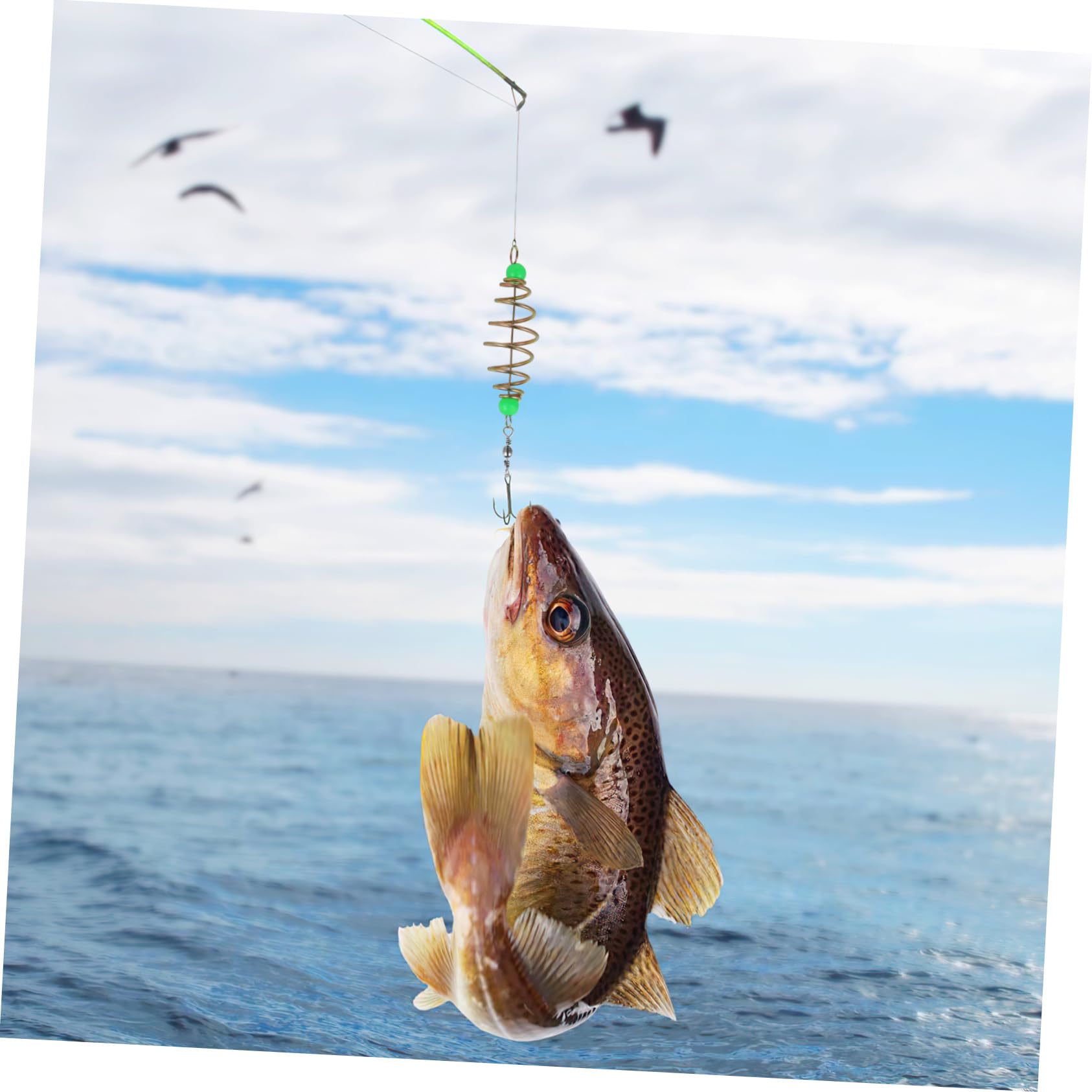 Balacoo Soporte para Cebo de Pesca en Forma de Aceituna, 12 Piezas, Acero al Carbono, Cuentas Luminosas, para Pesca Accesorio Práctico para Agua