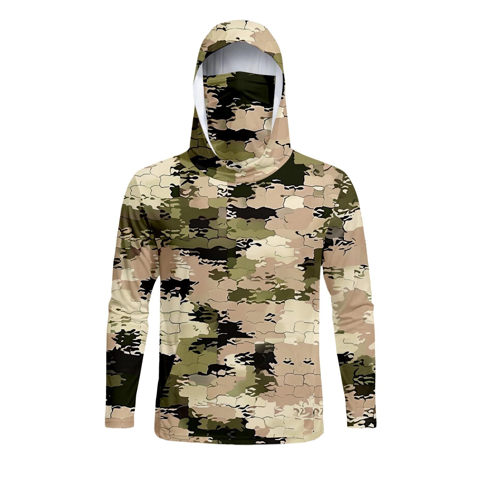 DENGJIAMY Męska bluza z kapturem chroniąca przed słońcem UPF 50+ Rash Guard Camo Shirt z długim rękawem outdoorowe wędkarstwo bieganie wędrówki bluza z kapturem topy z maską