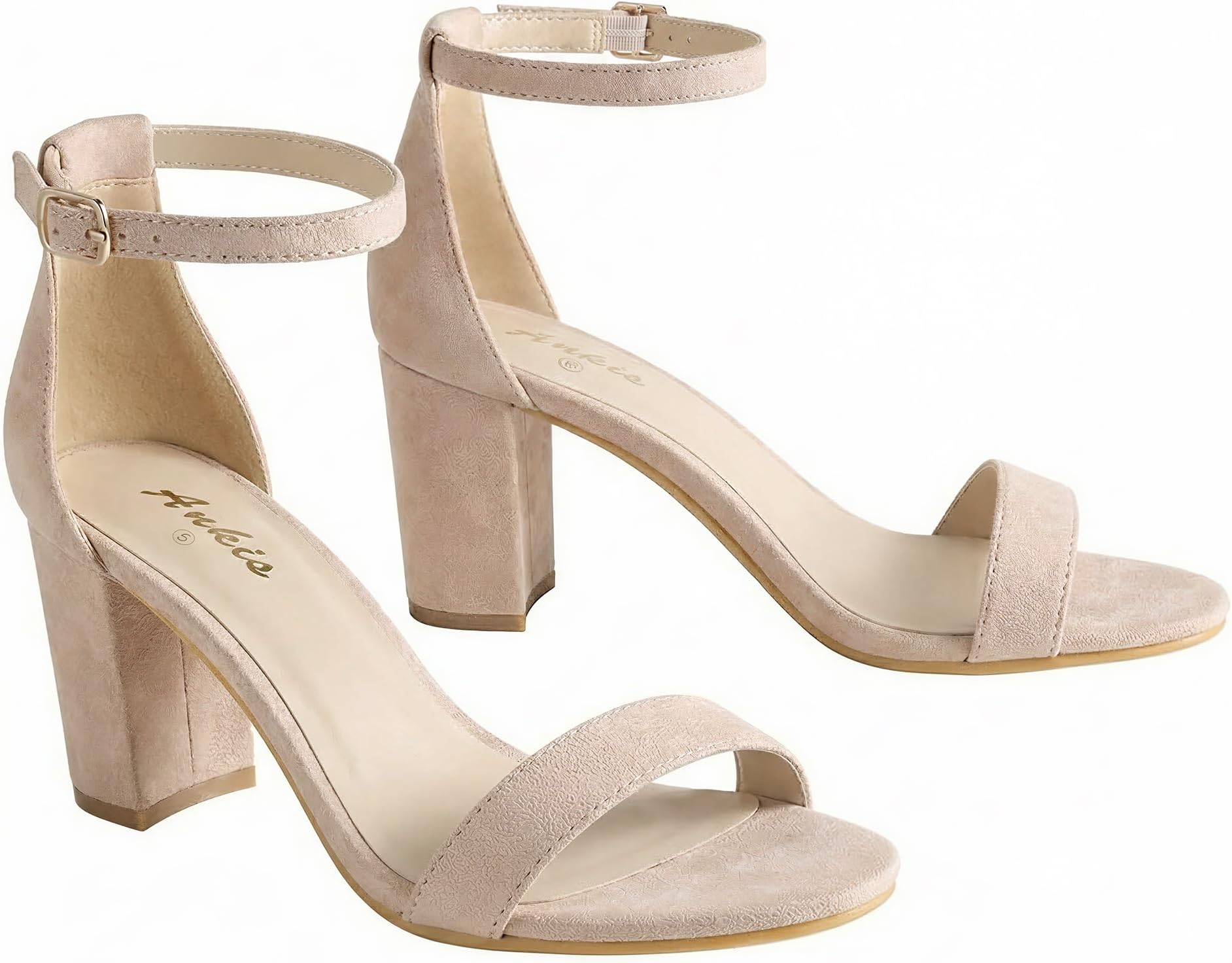 Ankis Heels Sandals for Women Open Toe Ankle Strap Chunky Heel Pump Sandals Party Wedding Strappy Buckle Sandals Standard Size 2.75 Inches Thick Heel