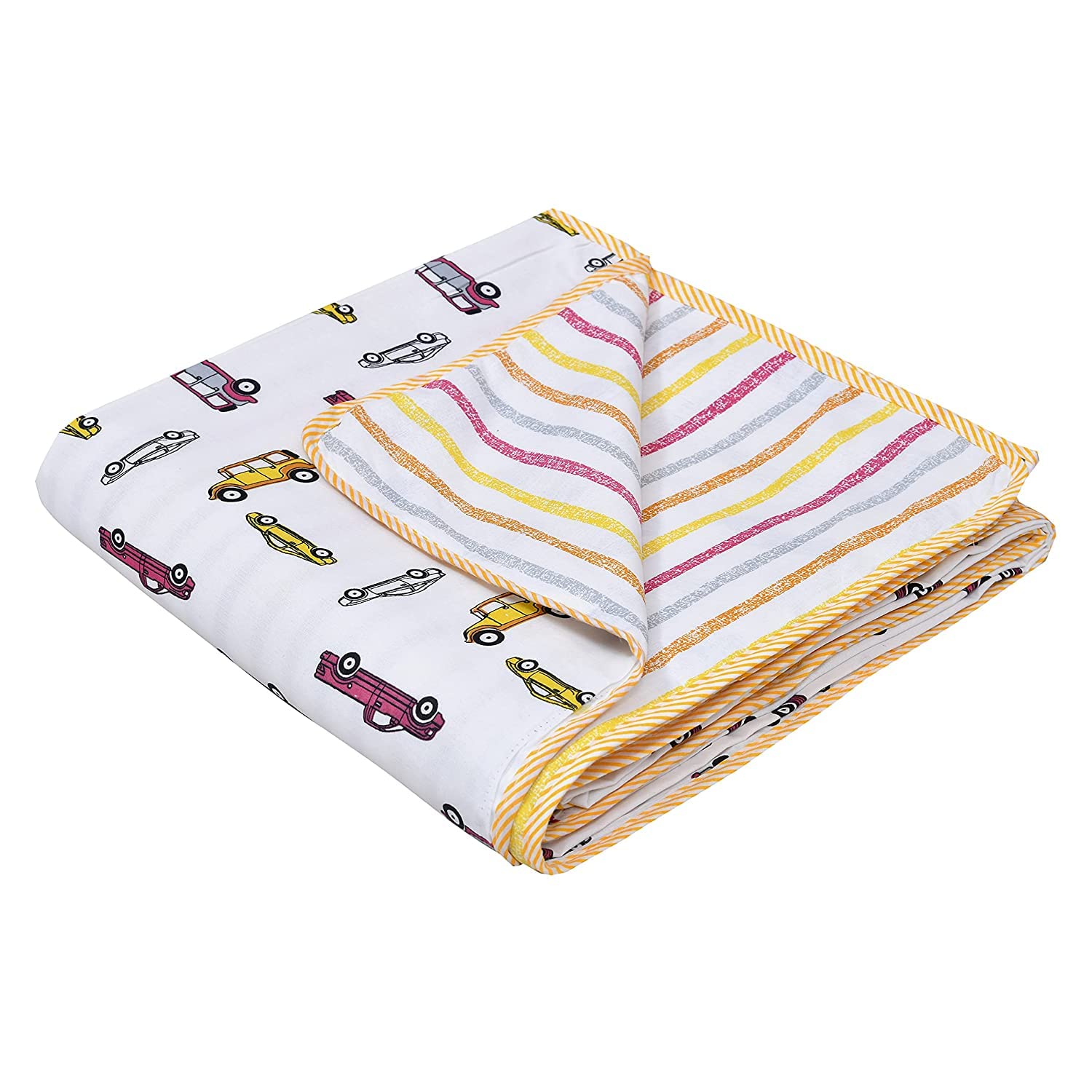 Dream Homme TC - 250 Pure Cotton Soft Reversible Printed Lightweight Dohar Single Bed Cotton | Blanket for Summer (Floral Brown)