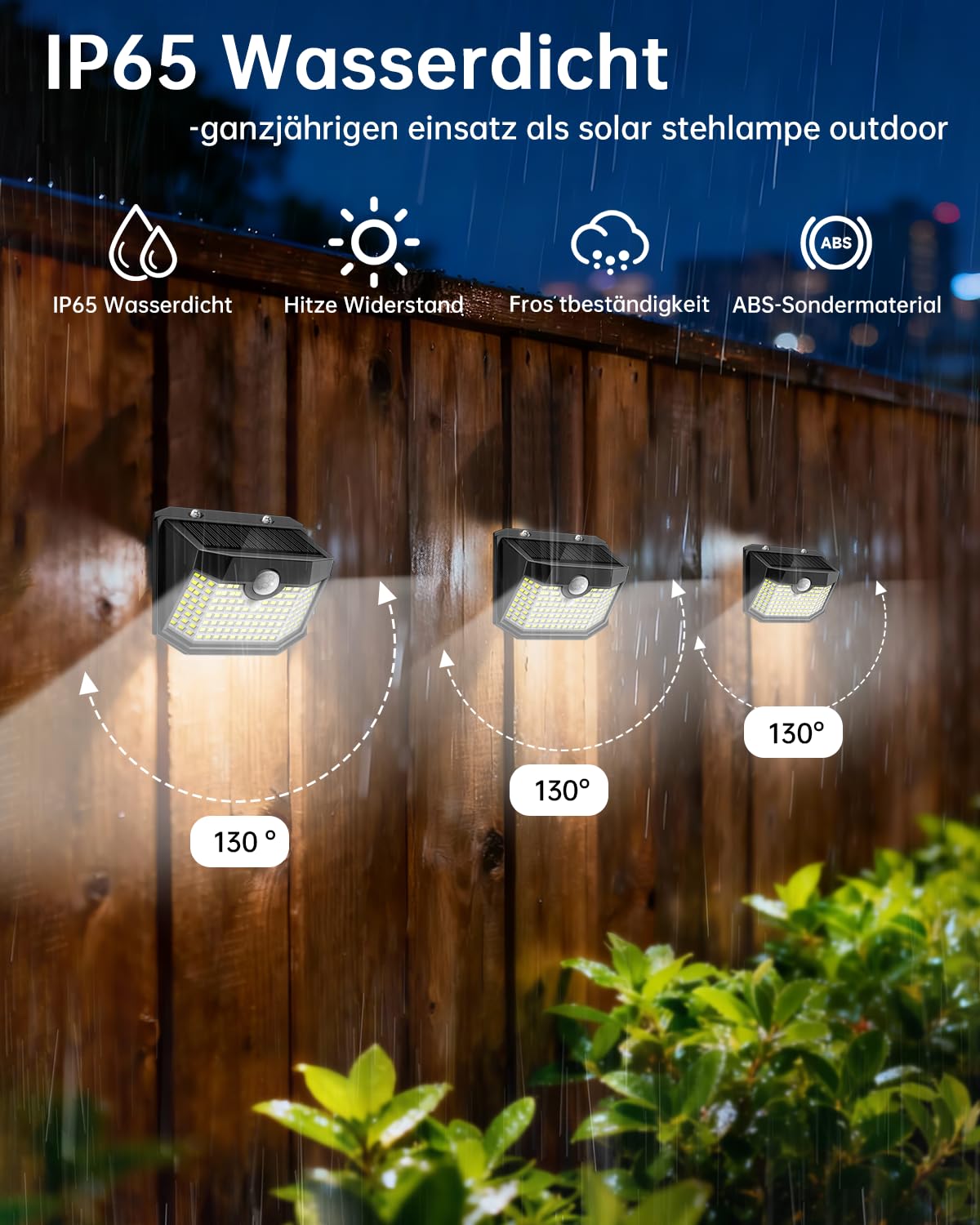 Aootek Solarlampen für Außen mit Bewegungsmelder, 9er Set, Garten, 120 LED | Sehr Breiter Ausleuchtungswinkel, IP65 Wasserdicht, Solar Wandleuchte, Gartenbeleuchtung, Schwarzer Rahmen, Kaltweiß