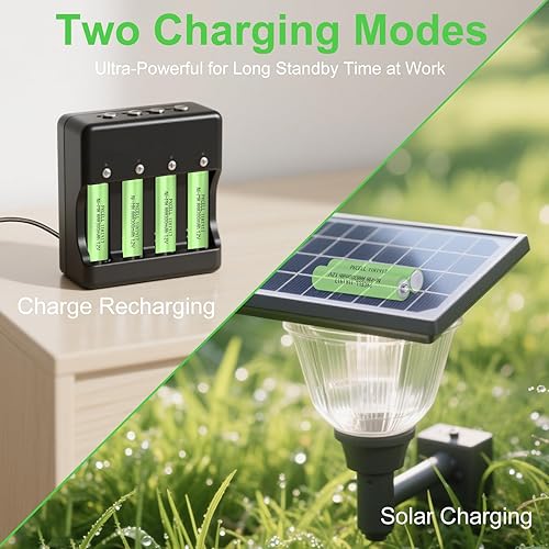 Miniatura 6 de PKCELL Batería AAA recargable, batería Ni-MH de 300 mAh, batería precargada para lámpara de luz solar de jardín (8 unidades)