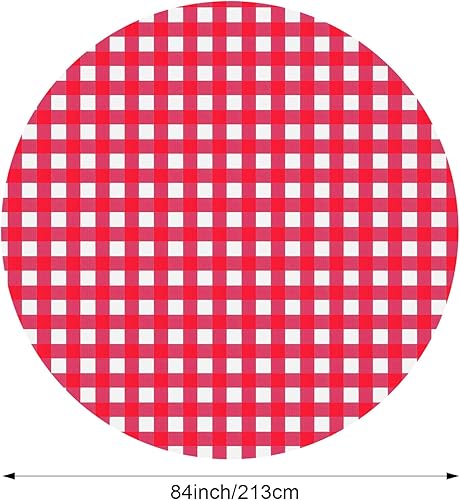 Miniatura 2 de Mantel desechable redondo de plástico a cuadros de 84 pulgadas, mantel de cuadros a cuadros para picnic, camping, barbacoa, fiesta de graduación