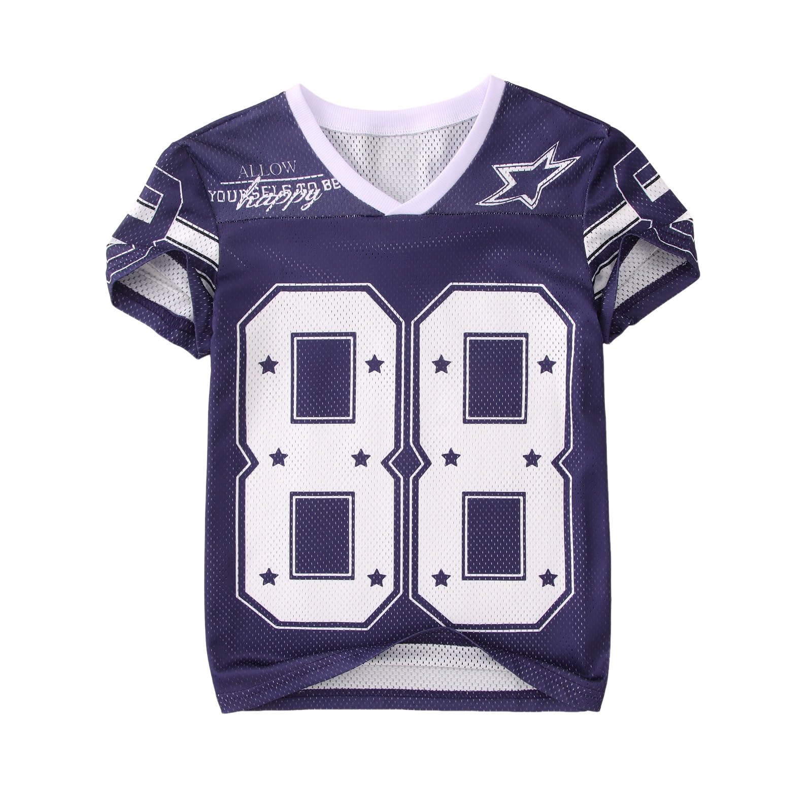 Boy Girl Y2K Jersey Shirt Number Graphic V Neck T-Shirt Kids Football Short Sleeve Tee Sport Summer Casual Tops