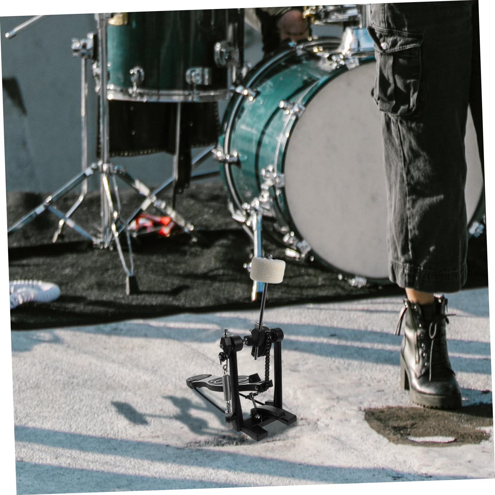 CLISPEED Pedale Per Grancassa Singolo Antiscivolo in Feltro Regolabile, Accessorio Di Ricambio Per Batteria e Strumenti a Percussione, Per Esercitarsi e Batteristi Jazz