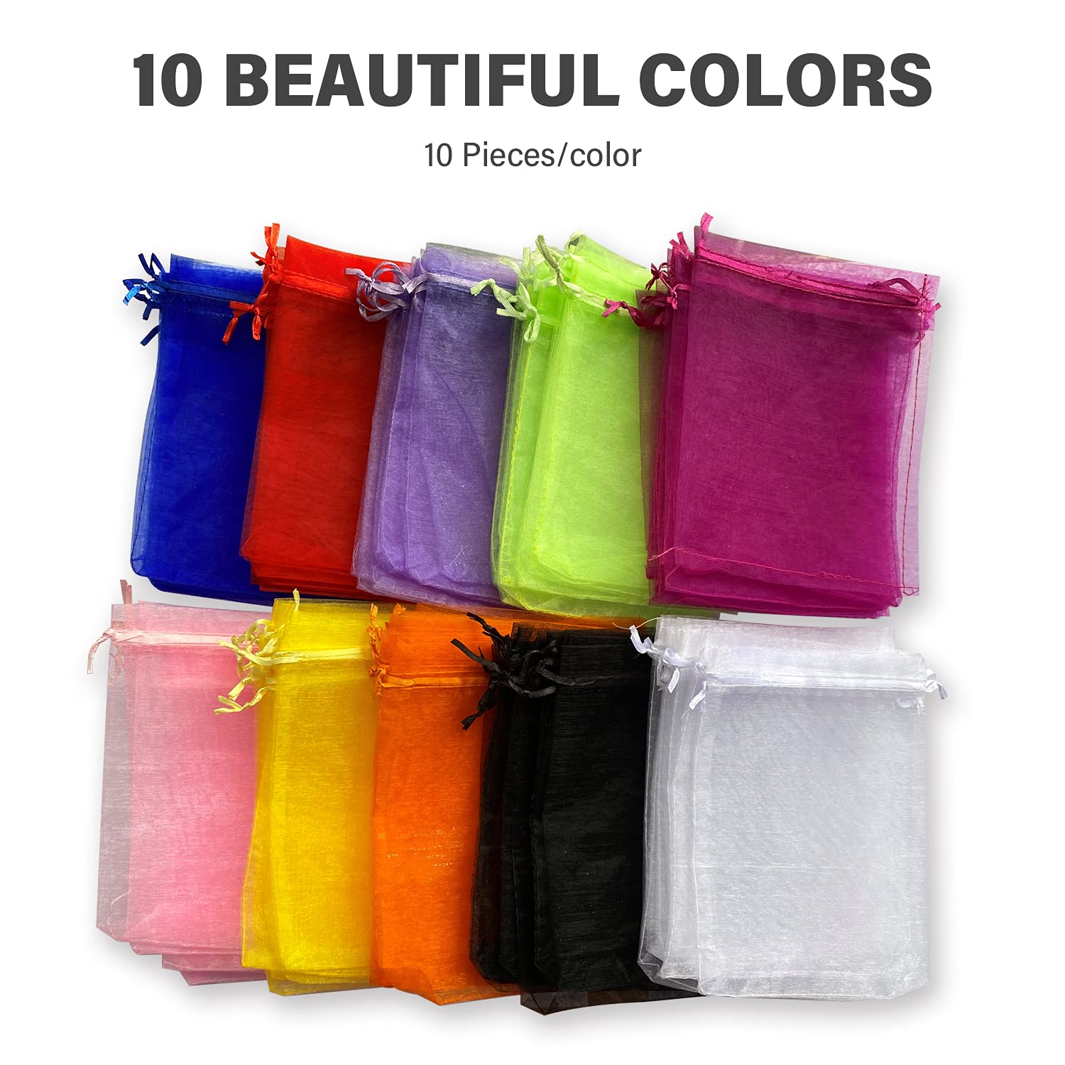 100 Sacchetti Regalo In Organza Multicolore MUXItrade | 10x15 Cm, Perfetti Per Matrimoni, Bomboniere, Dolci E Piccoli Regali