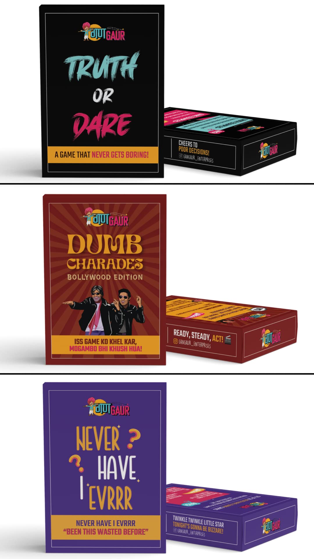 See full amazon price history chart for Quirky है! Truth or Dare + Never Have I Ever + Dumb Charades Bollywood Edition Card Games- Adult Party Games for The Perfect Parties - Combo of 3 Adult Game Quirky है! Truth or Dare + Never Have I Ever + Dumb Charades Bollywood Edition Card Games- Adult Party Games for The Perfect Parties - Combo of 3 Adult Game (B0C461C6RS) Amazon Price History, Amazon Price Tracker