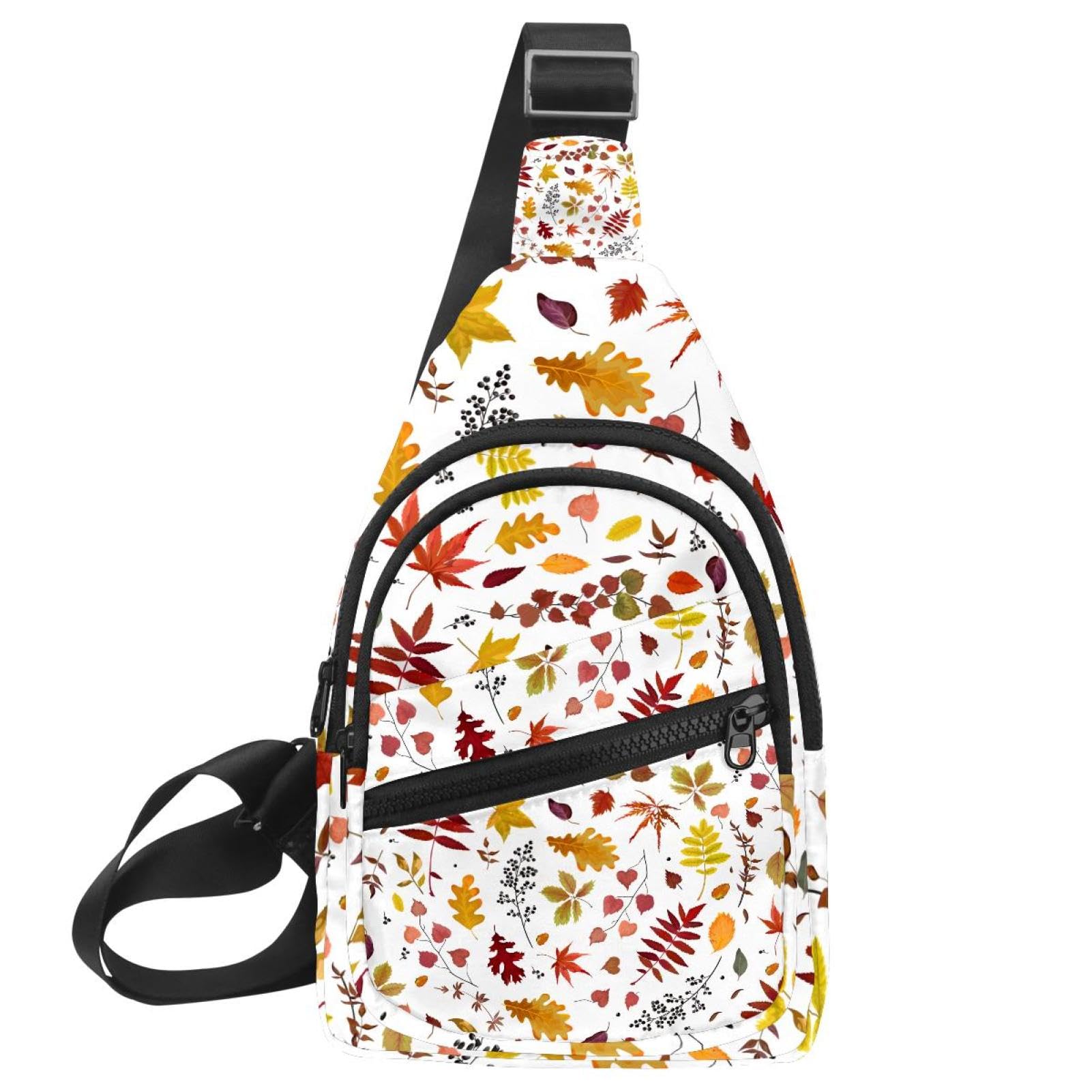 Bandolera cruzada juvenil con estampado de hojas para compras 7