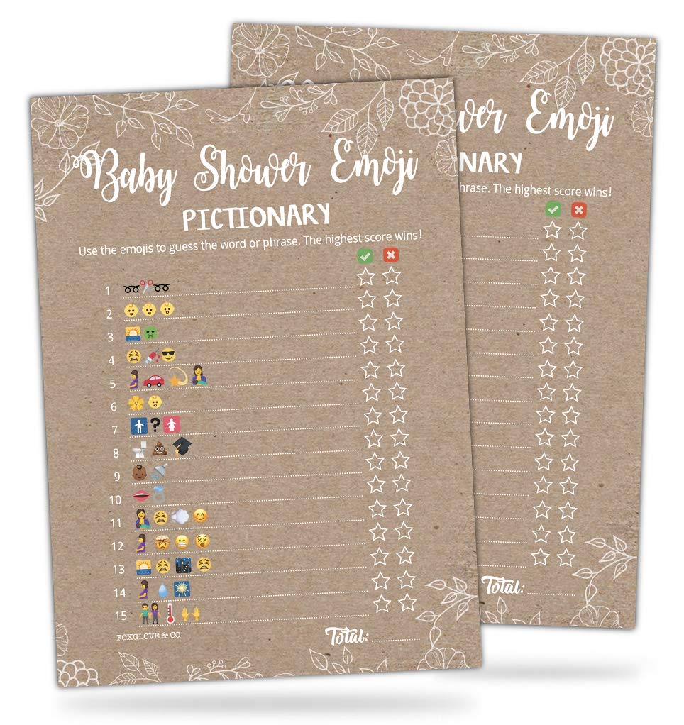 30 Rustic Emoji Pictionary Baby Shower Games Cute, Fun Baby Shower