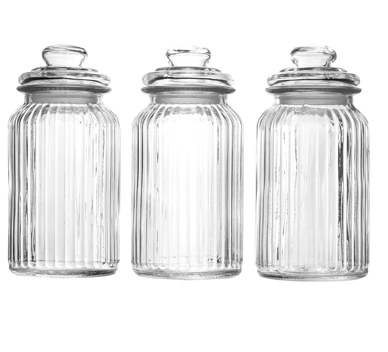 Airtight Glass Jars Vintage 1300ml Set of 3 Containers Sweet Jar Cookies Storage