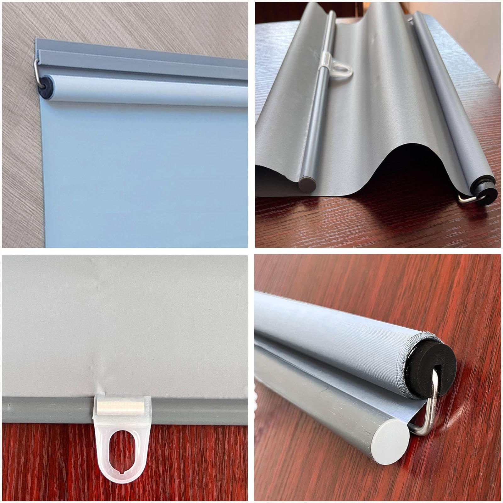 Einziehbare Rollos Für Fenster,Verdunkelungsrollos Ohne Bohren,Temporäre Rollos,UV-Schutz/Wärmeisolierung/Sichtschutzvorhänge,Grey-150x150cm(59x59in)