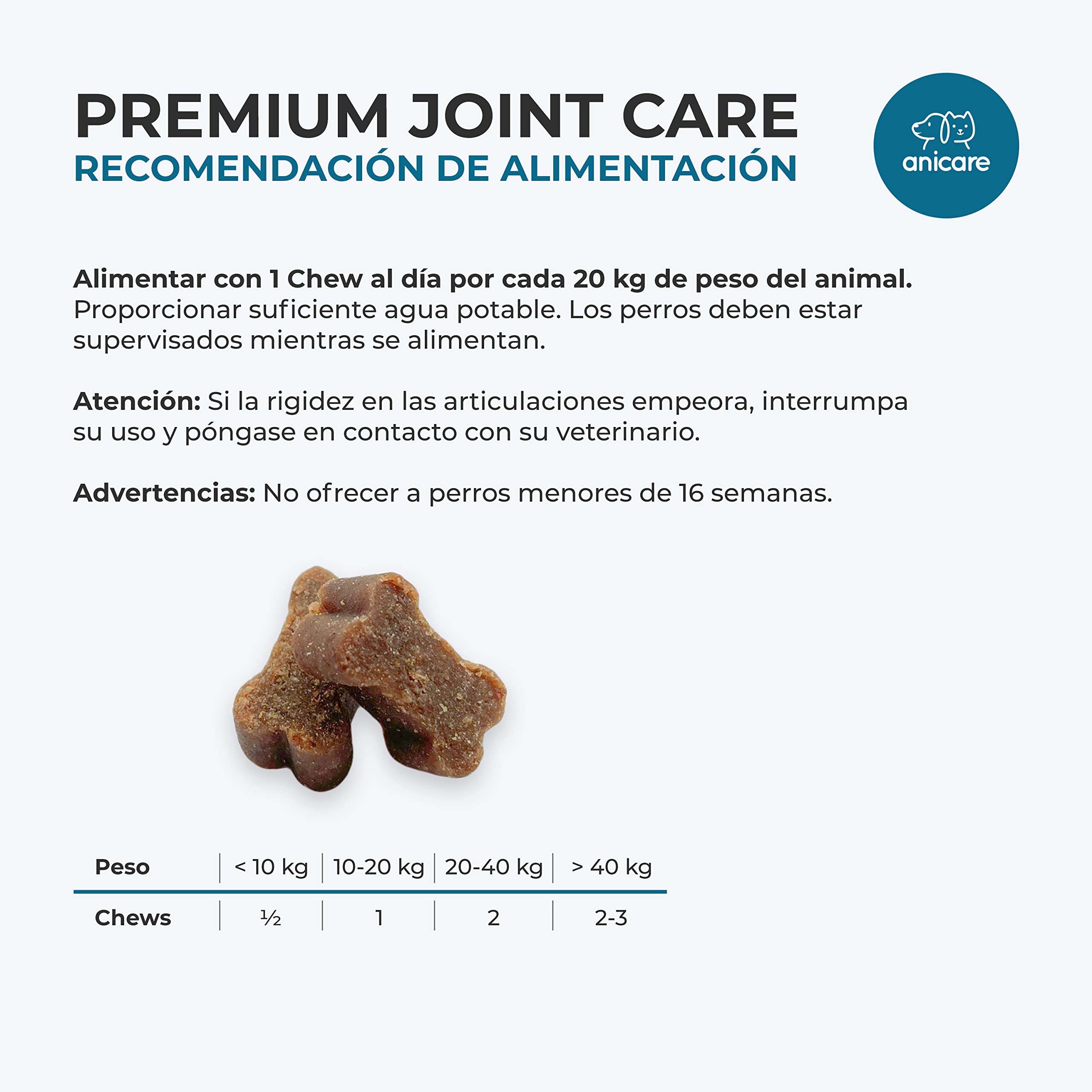 Anicare Premium Joint Care: Masticables para Las articulaciones - con glucosamina, condroitina, MSM y mejillón de Nueva Zelanda