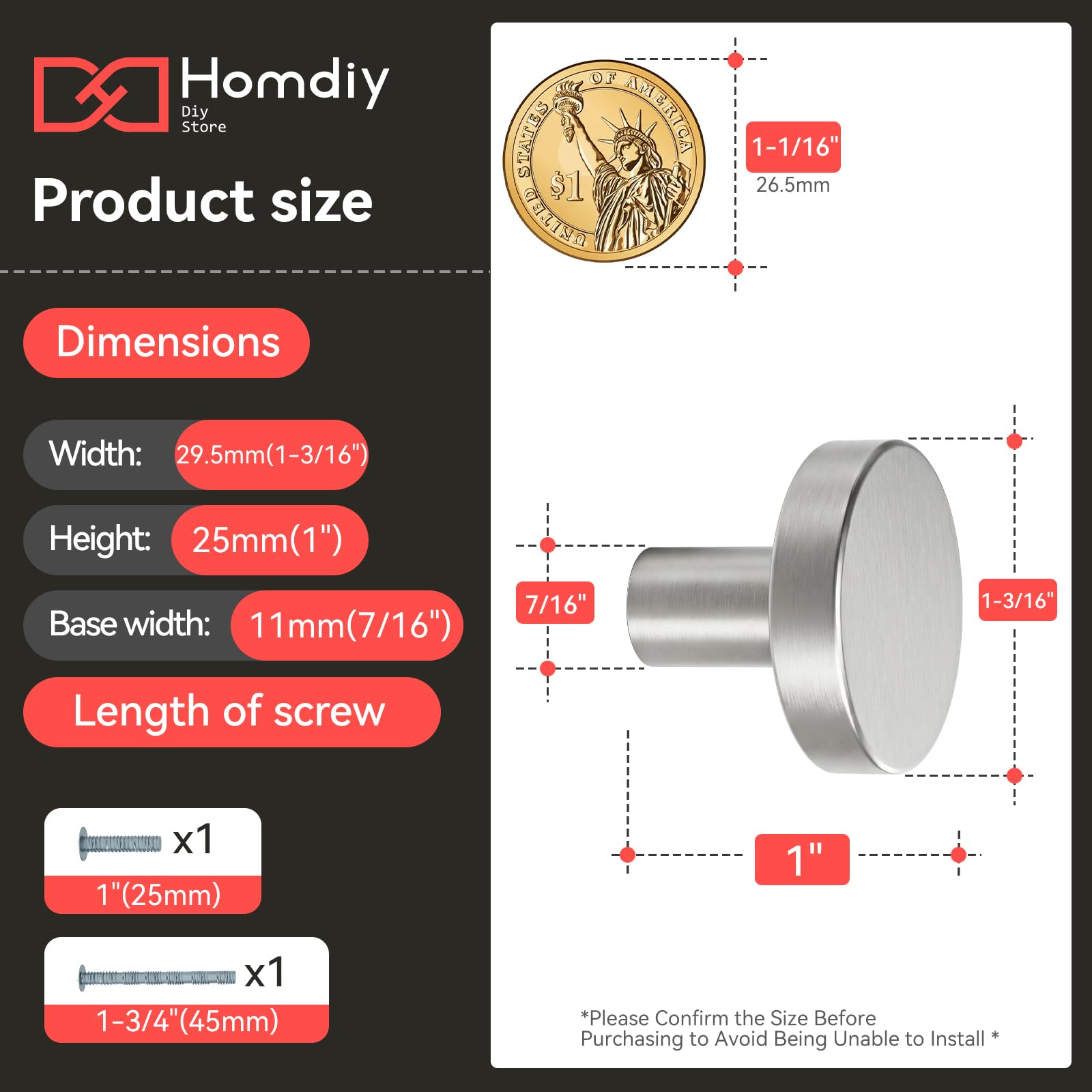 Brushed Nickel Cabinet Knobs - 25 Pack -2 Brushed Nickel Cabinet Knobs - 25 Pack -2