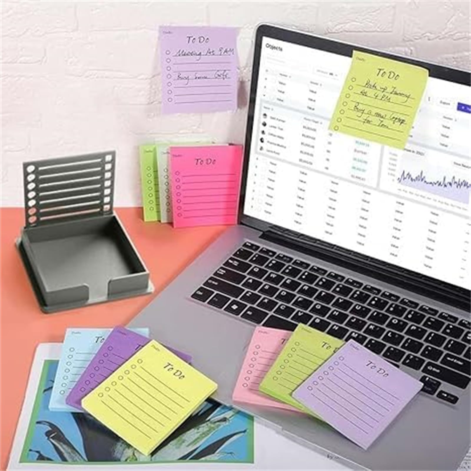 Smarter Sticky Note Kit – Porta Post-it Con 5 Stencil Riutilizzabili, Organizza Note E Pianifica Le Tue Giornate (nero) - Foto 1
