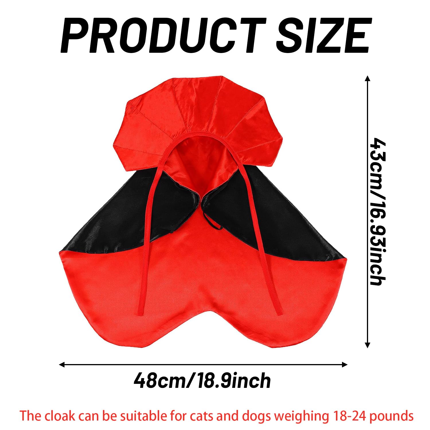 Pet Cape for Dogs and Cats Red and black Halloween Costumes for Dogs and Cats Dogs and Cats Outfits for Halloween Thanksgiving - Image 2