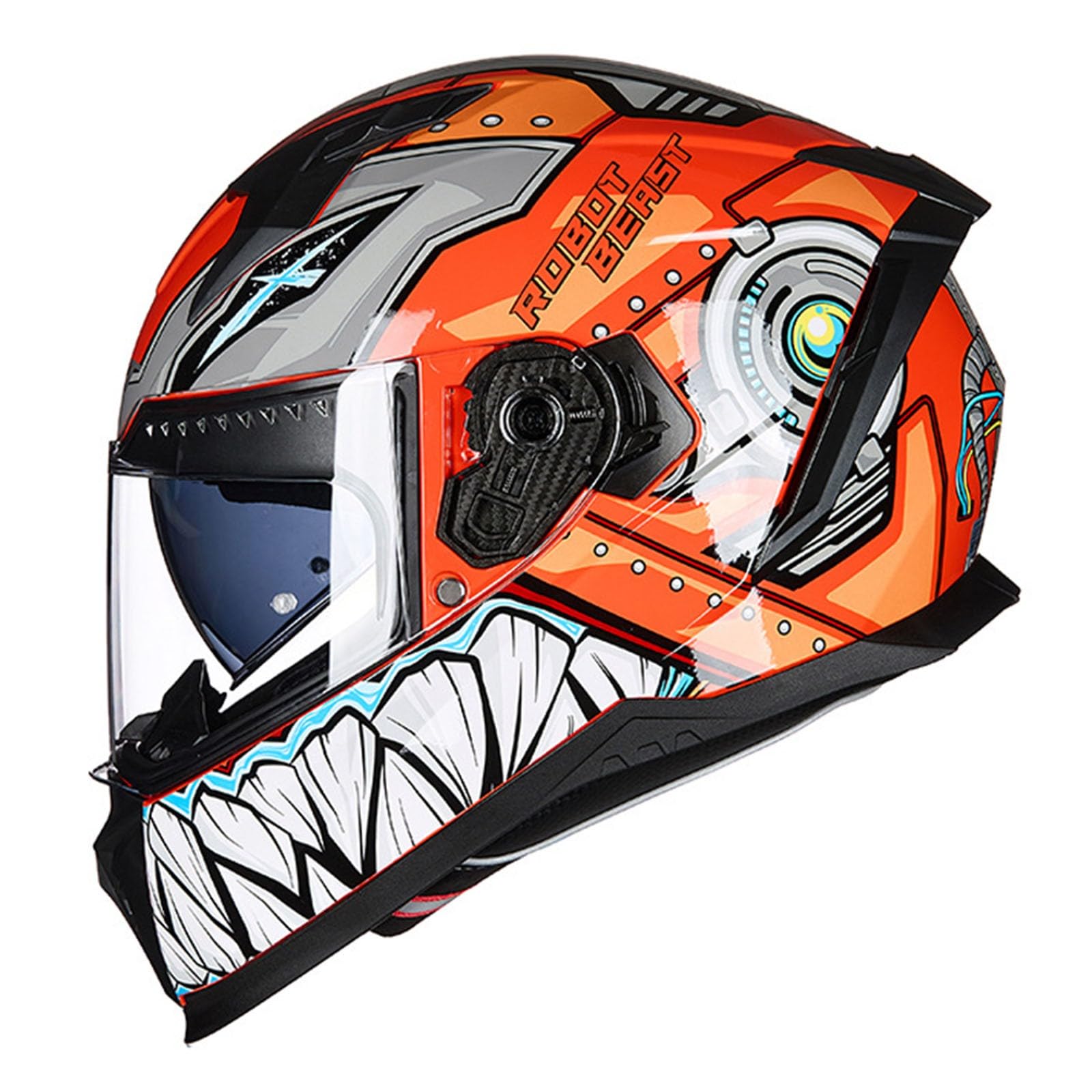 Integralhelm Motorradhelm,Scooter Motocross Helm Mit Doppelvisier Vollvisierhelm Roller Moped-Helm ECE Zertifiziert Stoßfester Integrierter Helm Racing Helm Für Frauen Männer