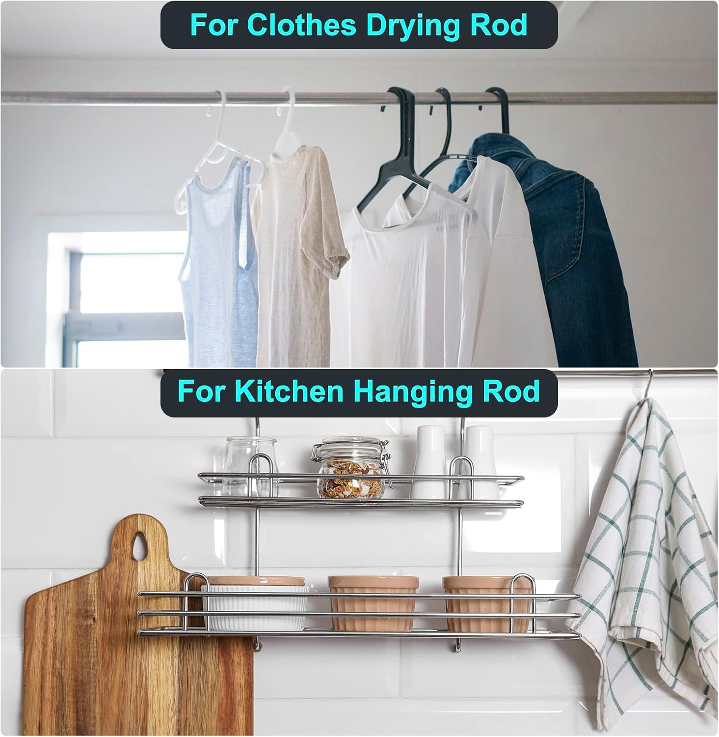 Closet Rod Bracket，Closet Pole Socket, Curtain Rod Closet Holders with Screws, 1.28'' Stainless Steel Wardrobe Pipe Lever Bracket, Ceiling Brackets Holder, Black 4Pcs.(0.65")