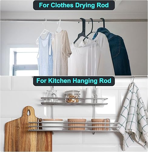 Miniatura 6 de uxcell Soportes para barra de cortina para armario, soporte de palanca de tubería de acero inoxidable de 0.76 pulgadas, soporte para soportes de