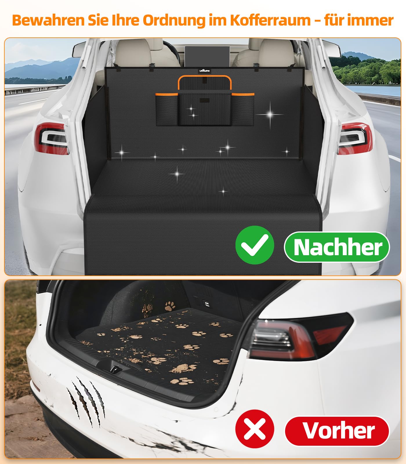 Kofferraumschutz Hund Seitenschutz Ladekantenschutz Kofferraum Schutzmatte Hund wasserdicht Kratzfest Universale Hundedecke Auto Kofferraum Schutzmatte für SUV LKW 185 * 115 * 48cm