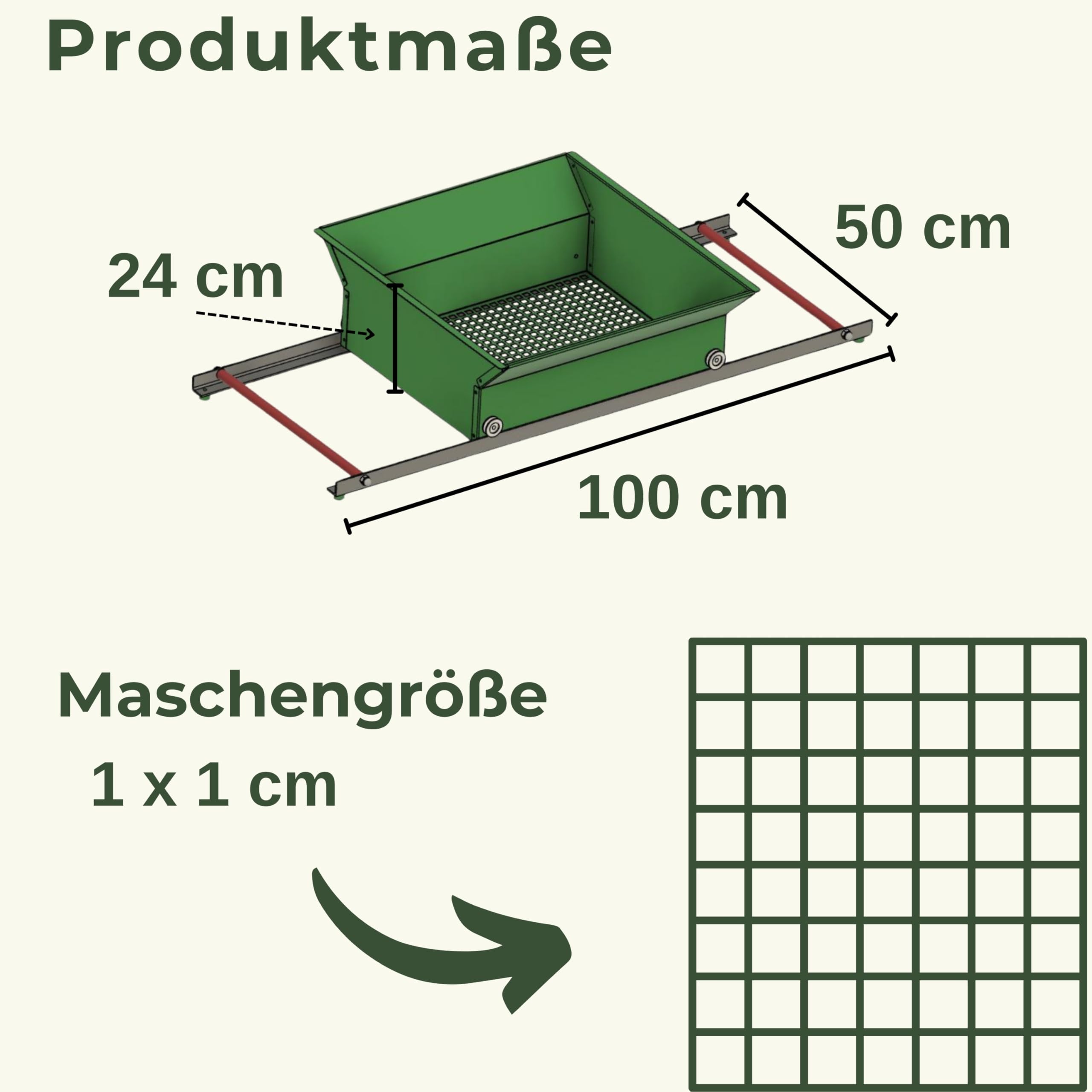 II Kompostsieb Gartensieb passt auf Jede Schubkarre – Mühelose Trennung von Erde, Kies & Sand – Robustes, rostgeschütztes Erdsieb – Allwettertauglich & langlebig für Gartenprofis