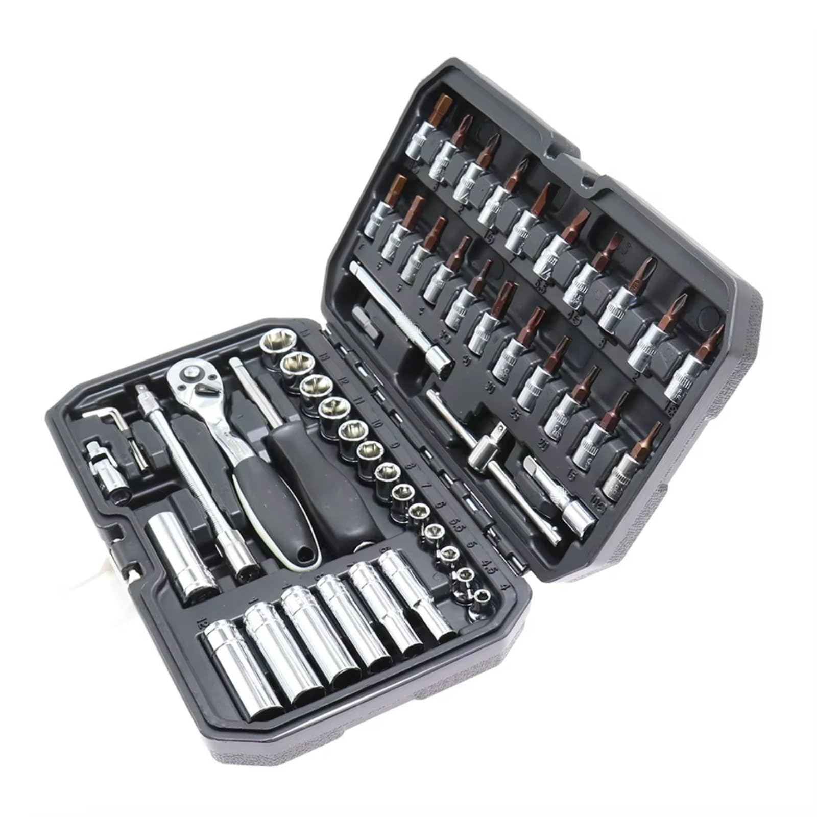 Maletín herramientas multiusos 53 Unids/caja Llave Trinquete 1/4 Pulgadas Destornillador Juego Llaves Para Herramienta De Reparación De Automóviles Herramientas De Mano