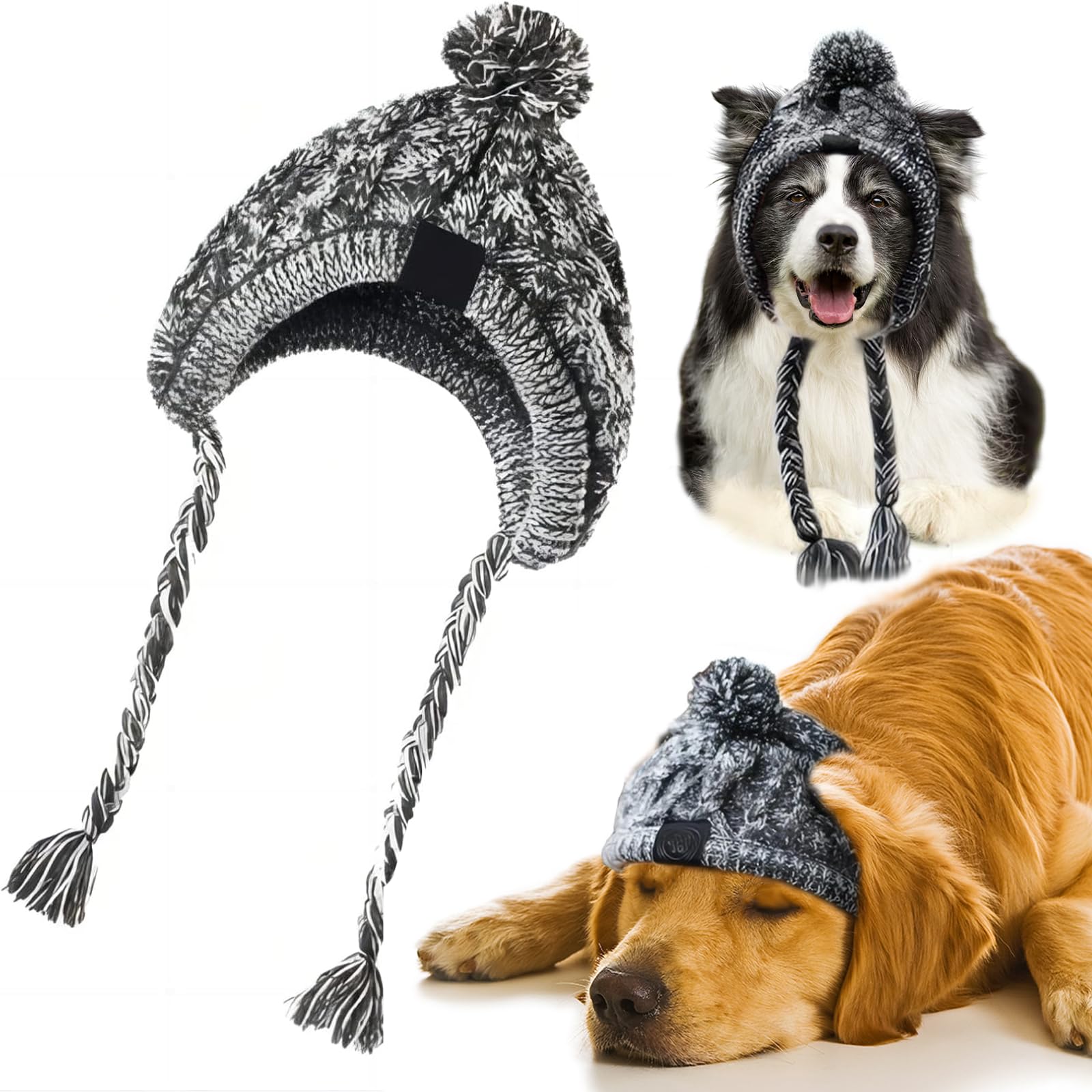 Dog Winter Hat, Dog Hat Winter, Pet Pompom Knitted HatCotton Gebreide Hoed voor Huisdieren, Vrije Maat, Leuke Gebreide Hoed met Oren voor Kleine Honden, Grote Honden en Katten (Rood