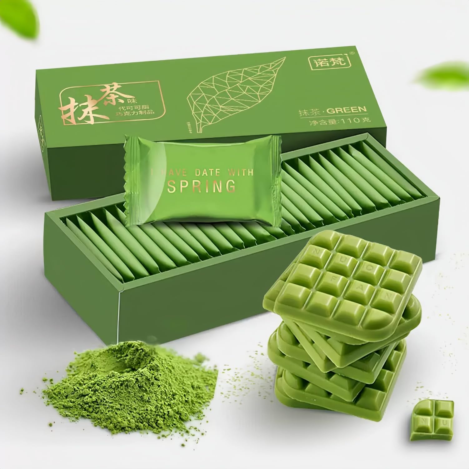 WSYLS -Cioccolato al matcha (110/scatola*1scatola), snack cinesi al gusto di matcha, snack asiatici, adatti come regali, dessert natalizi o spuntini per il tè pomeridiano