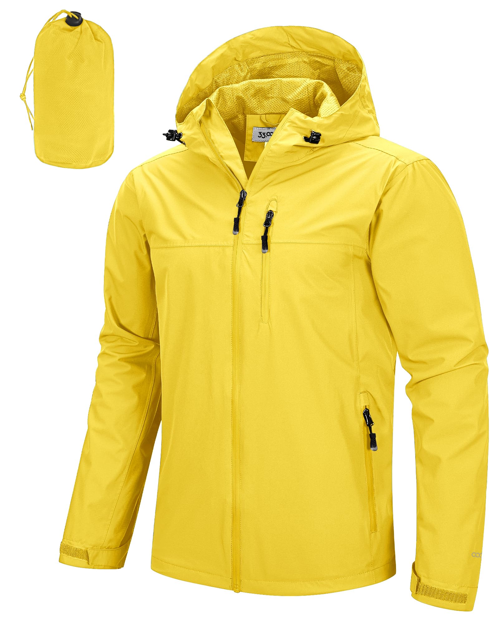 33,000ft Men's Packable Rain Jacket Lightweight Rain Shell Jacket with Hood Waterproof Raincoat for Cycling