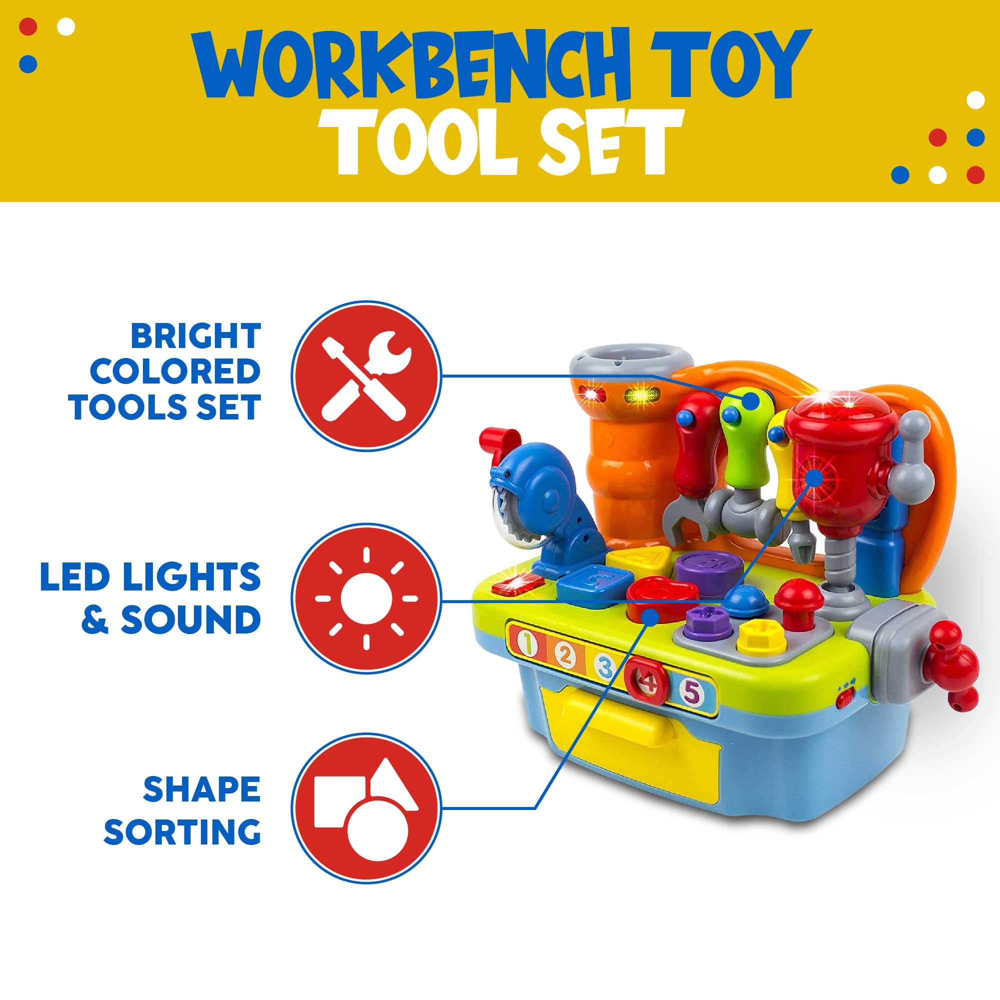 Toysery Workbench Toy Tool Educational Learning Construction Toy Set  for Toddlers with Sound Effects Lights