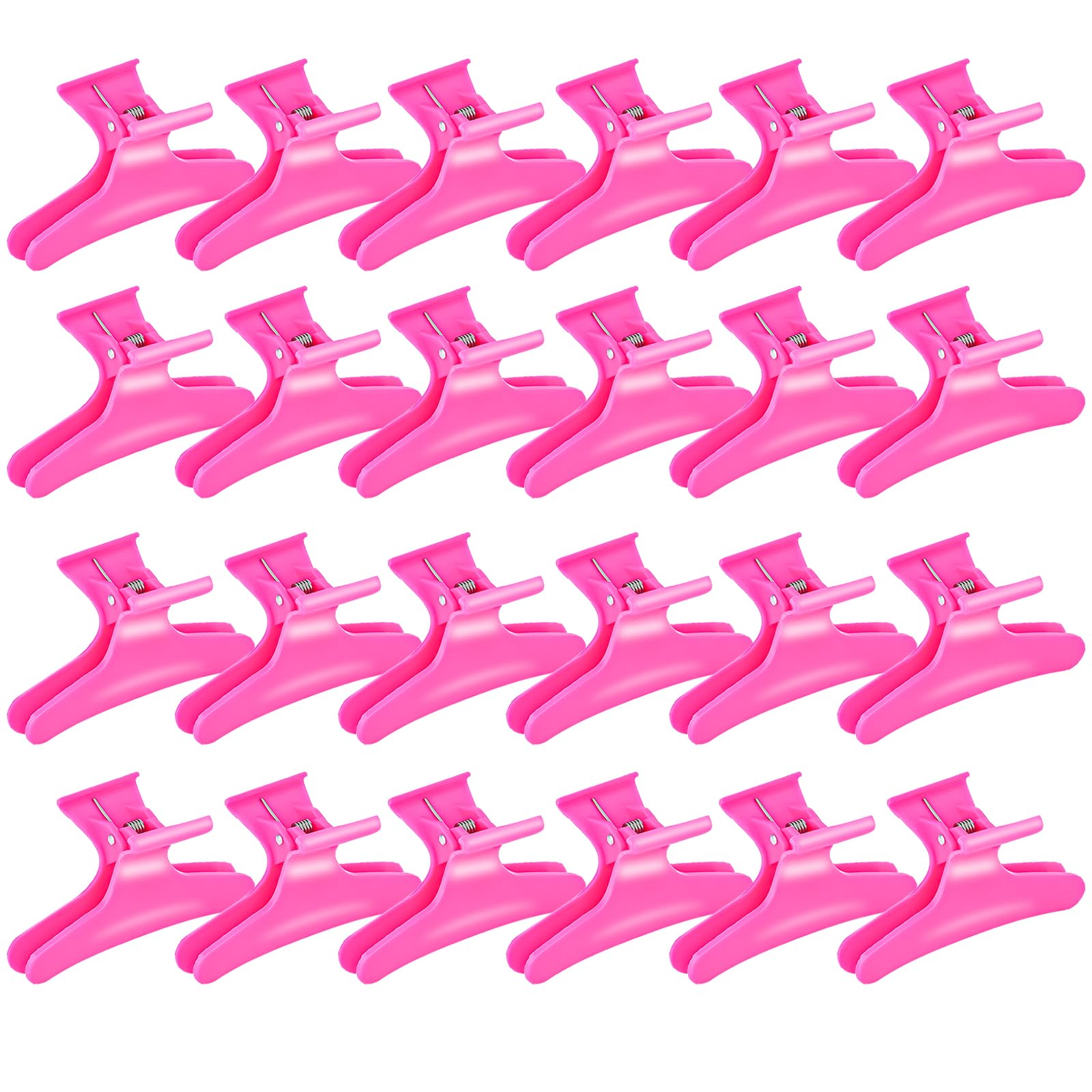 Ondder 24 Pcs Hot Pink Butterfly Hair Claw Clips for Styling Sectioning Styling Makeup Hair Sectioning Clips for Makeup Cutting Coloring Hair