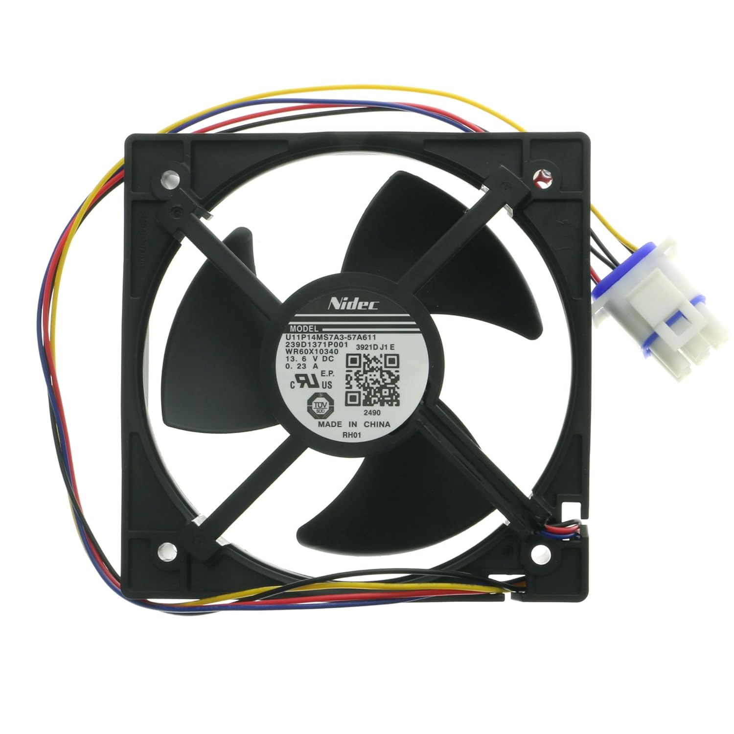 WR60X10340 Refrigerator Evaporator Fan Motor Compatible with GE Freezer Cooling Fan U11P14MS7A3-57A611 239D1371P001 Replaces AP6891698 PS12727431 EAP12727431 | Size 4.4 × 4.4 Inch