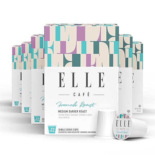 ELLE Café French Roast Premium - Cápsulas de café de alta calidad, 72 unidades (paquete de 6), 100% café arábica, compatible con Keurig, cartera de ELLE Café French Roast Premium - Cápsulas de café de alta calidad, 72 unidades (paquete de 6), 100% café arábica, compatible con Keurig, cartera de
