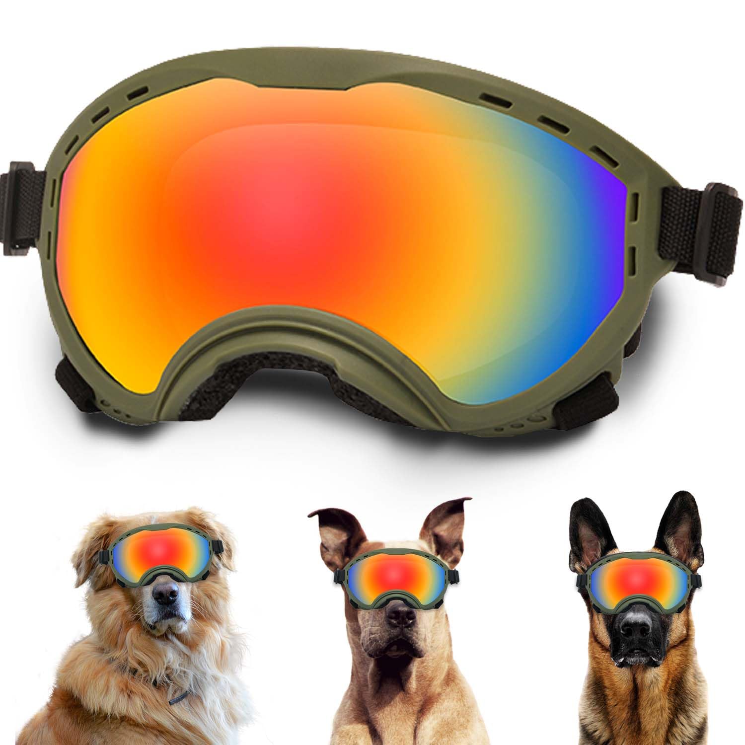 Dog Sunglasses with Adjustable Strap, UV Protection, Winproof Puppy Sunglasses, Suitable for Dogs Eyes Protection,Soft Dogs Goggles