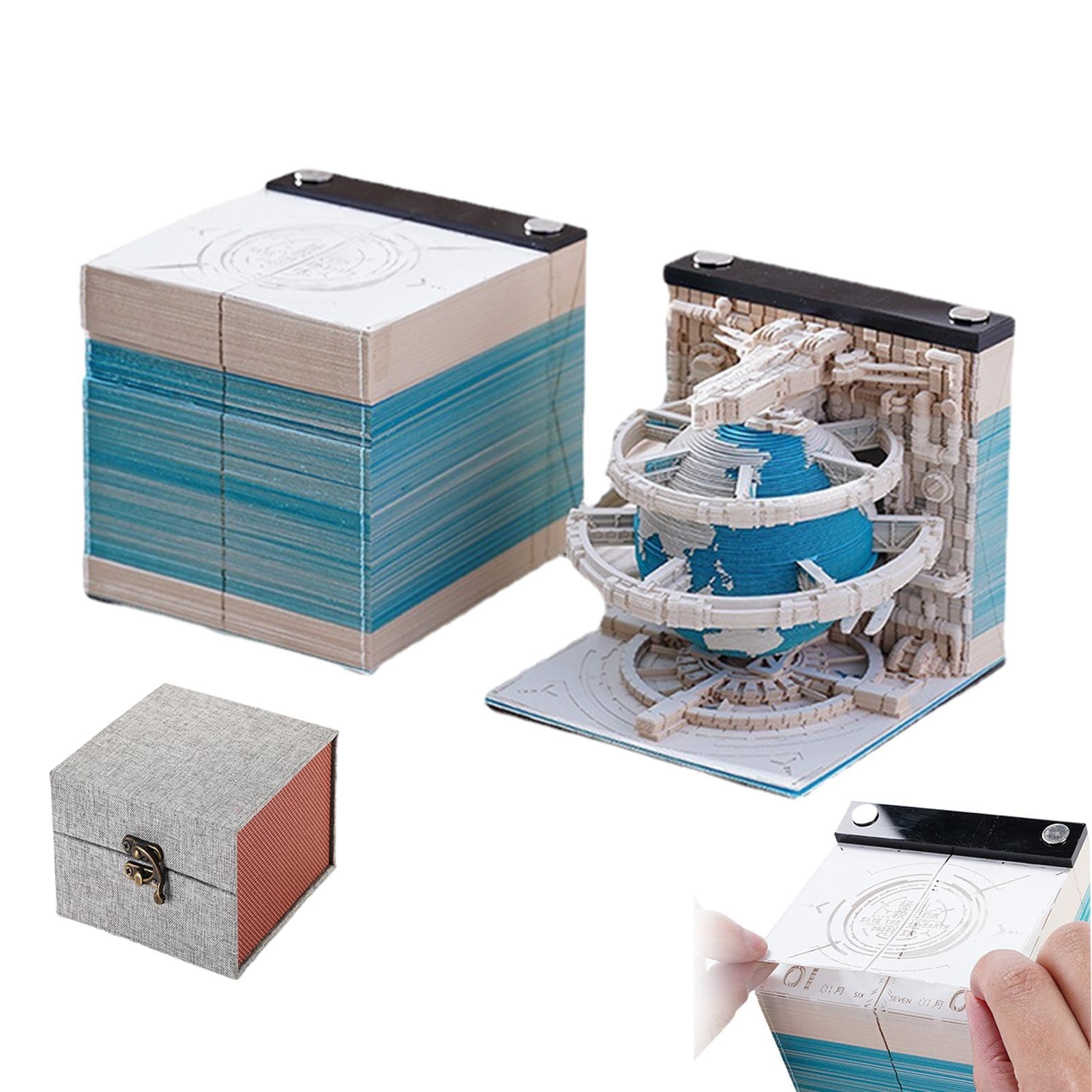 3D Notizblock, 3D Kalenderblock | Kreativer Notizblock Kalender Tischkalender Modell Erde | Robuste und glatte Haftnotizen für Geburtstag, Neujahr, Weihnachten, Ostern