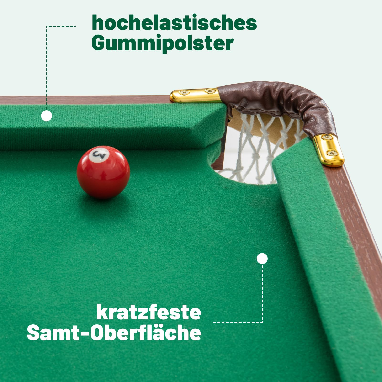 COSTWAY Billardtisch Klappbar, 138 x 67 x 79,5 cm, inkl. 2 Queues, 16 Billard, 2 Kreiden, Dreieck, Bürste