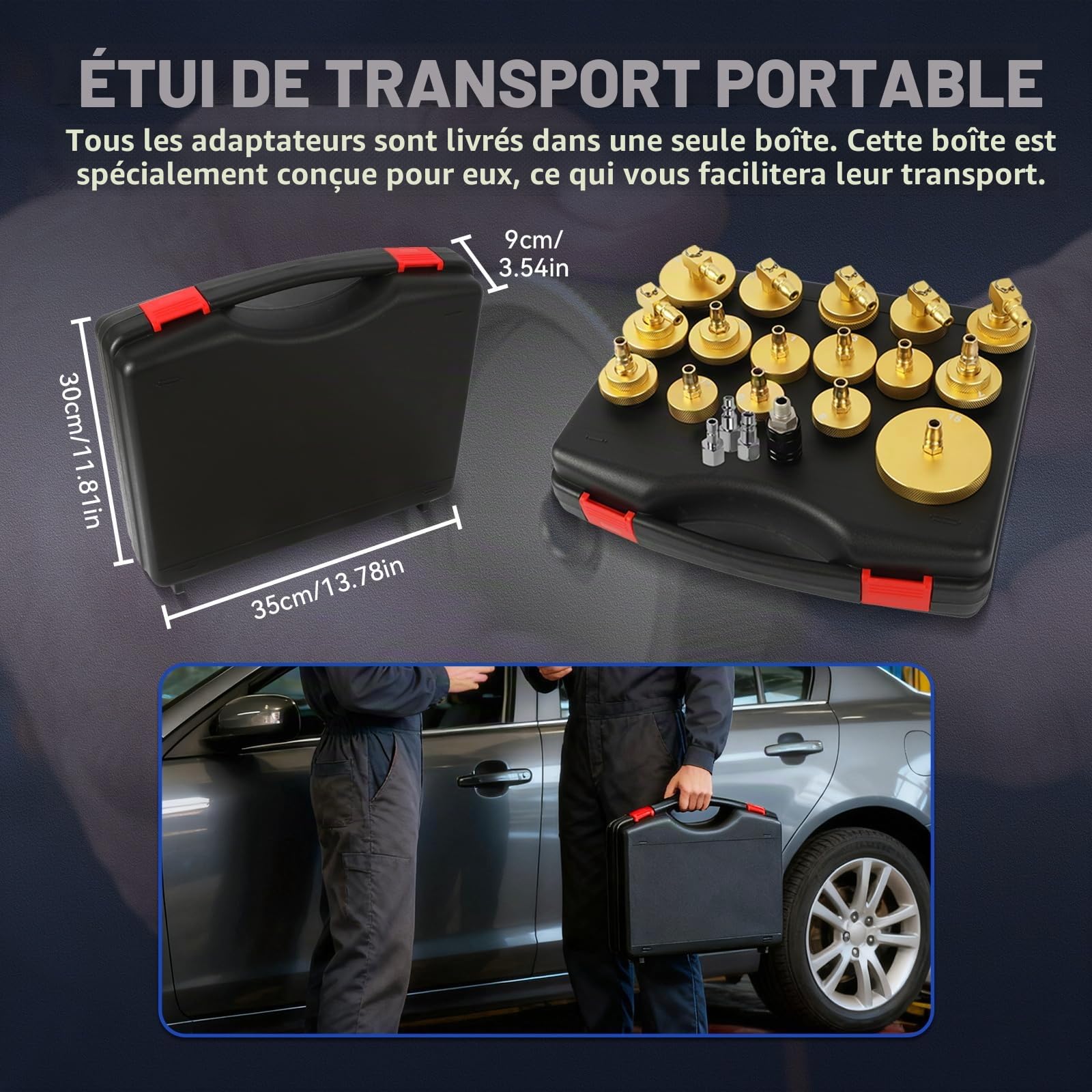AUTOOL 17 Pièce Adaptateur de Purge de Frein avec 3 Pièce Connecteur Rapide de Purge pour la Purge du Liquide de Frein de la Plupart des Véhicules