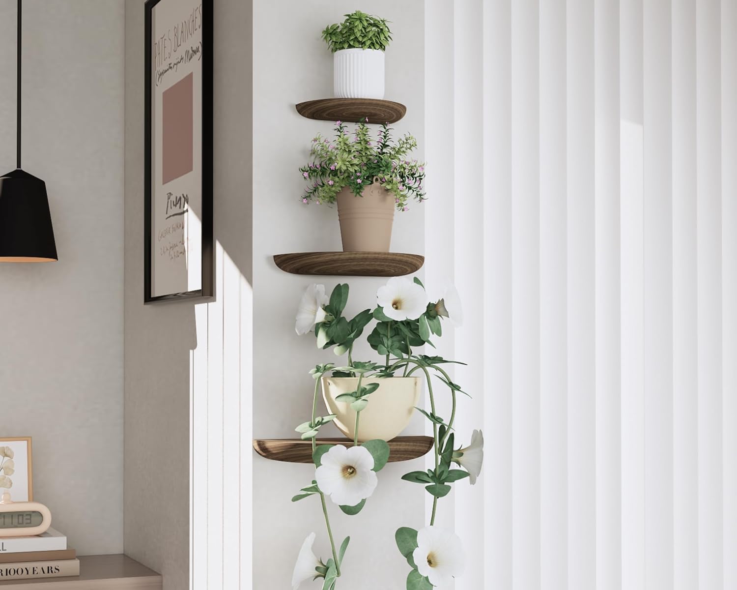 QsQueen Solid Wood Half Round Floating Wall Shelves | Elegant Floating Shelves, Elevate Your Space. Perfect for Living Rooms, Bathrooms, Bedrooms, Offices, Children's Rooms Brown