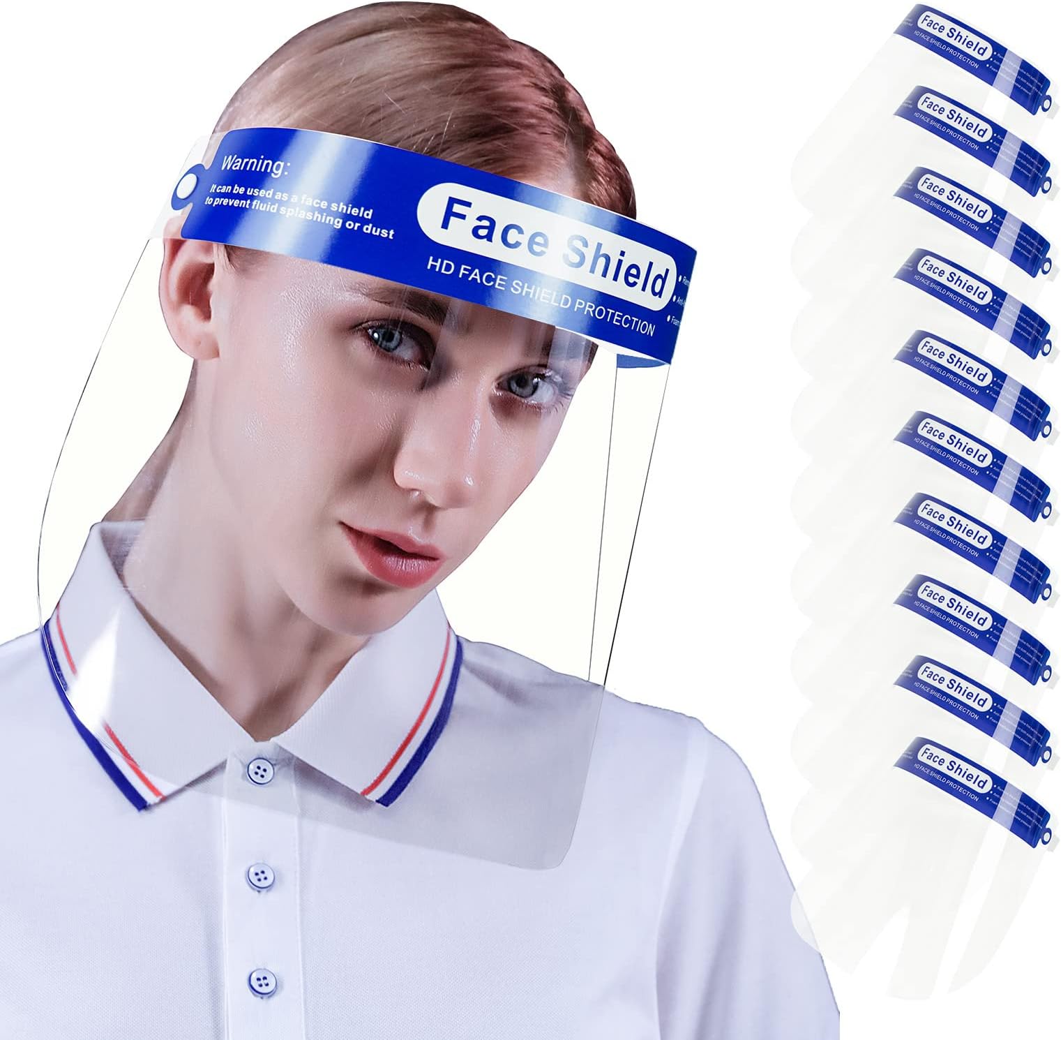 10 Pack Safety Clear Face Shield Anti Fog Face Shield for Women & Men Protective Face Shields