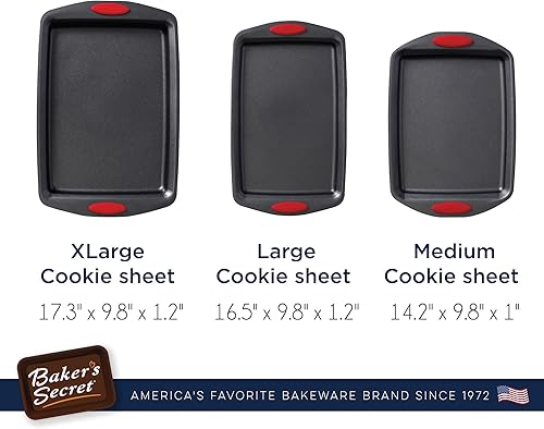 Miniatura 2 de Baker's Secret Juego de 3 bandejas para hornear para horno - Juego de 3 bandejas de galletas - Bandejas de cocina para hornear, sartenes