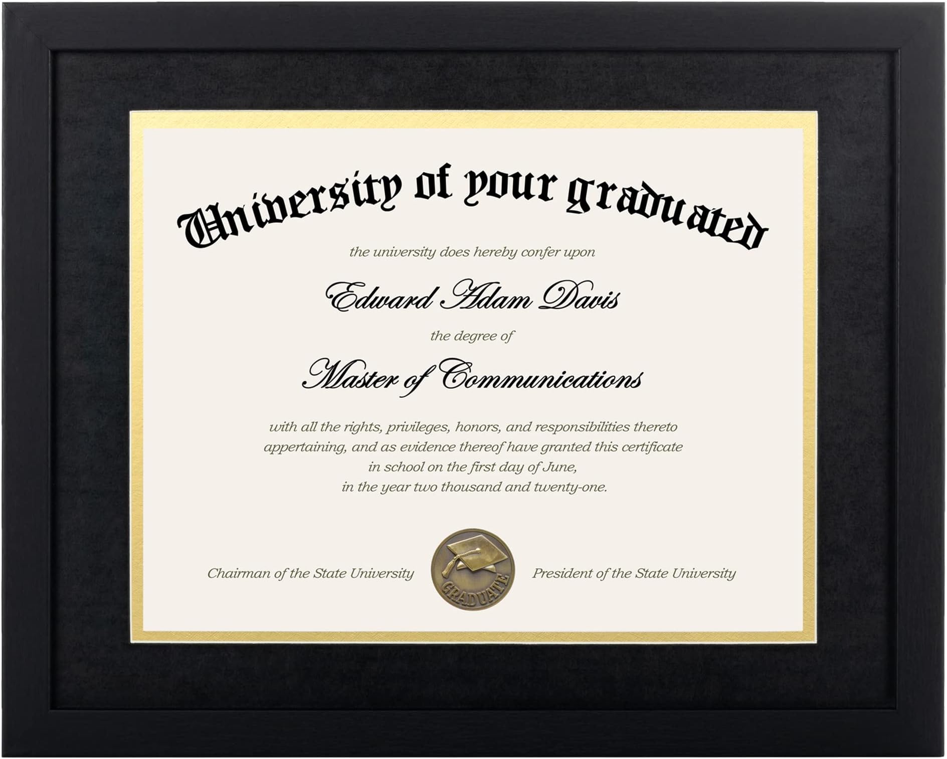 upsimples Diploma Frame with HD Glass, 11x14 Black, 2 Pack