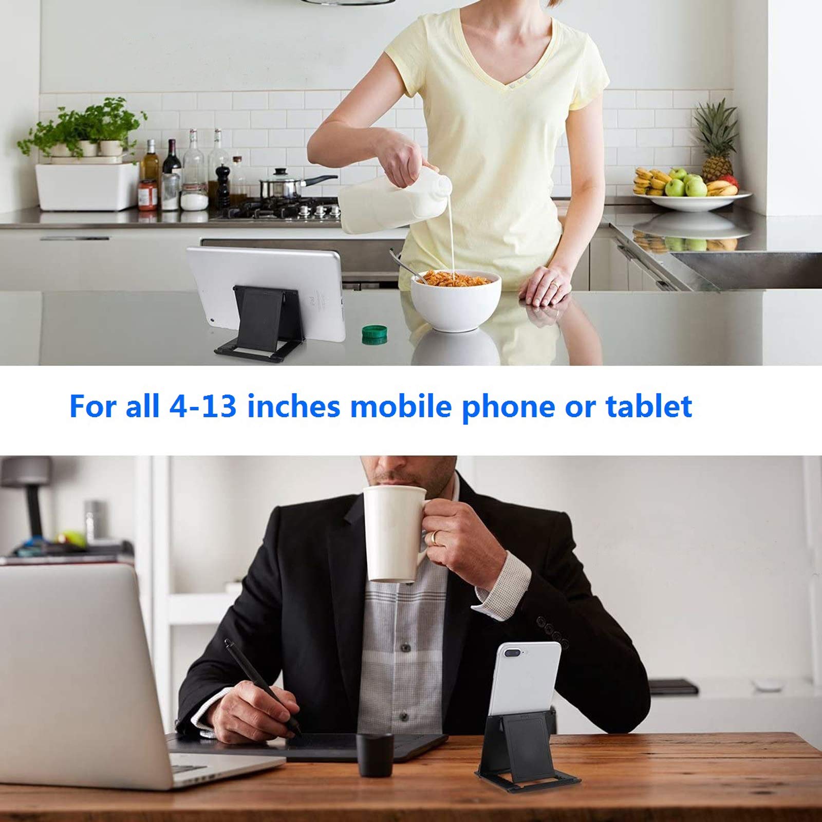 Foldable Portable and Angle Adjustable Phone Tablet Stand Holder for Desktop,Compatible with iPhone 15 14 13 12 11 iPad Pro Air Mini Kindle Galaxy Google PIXL (Large Size) - Image 6