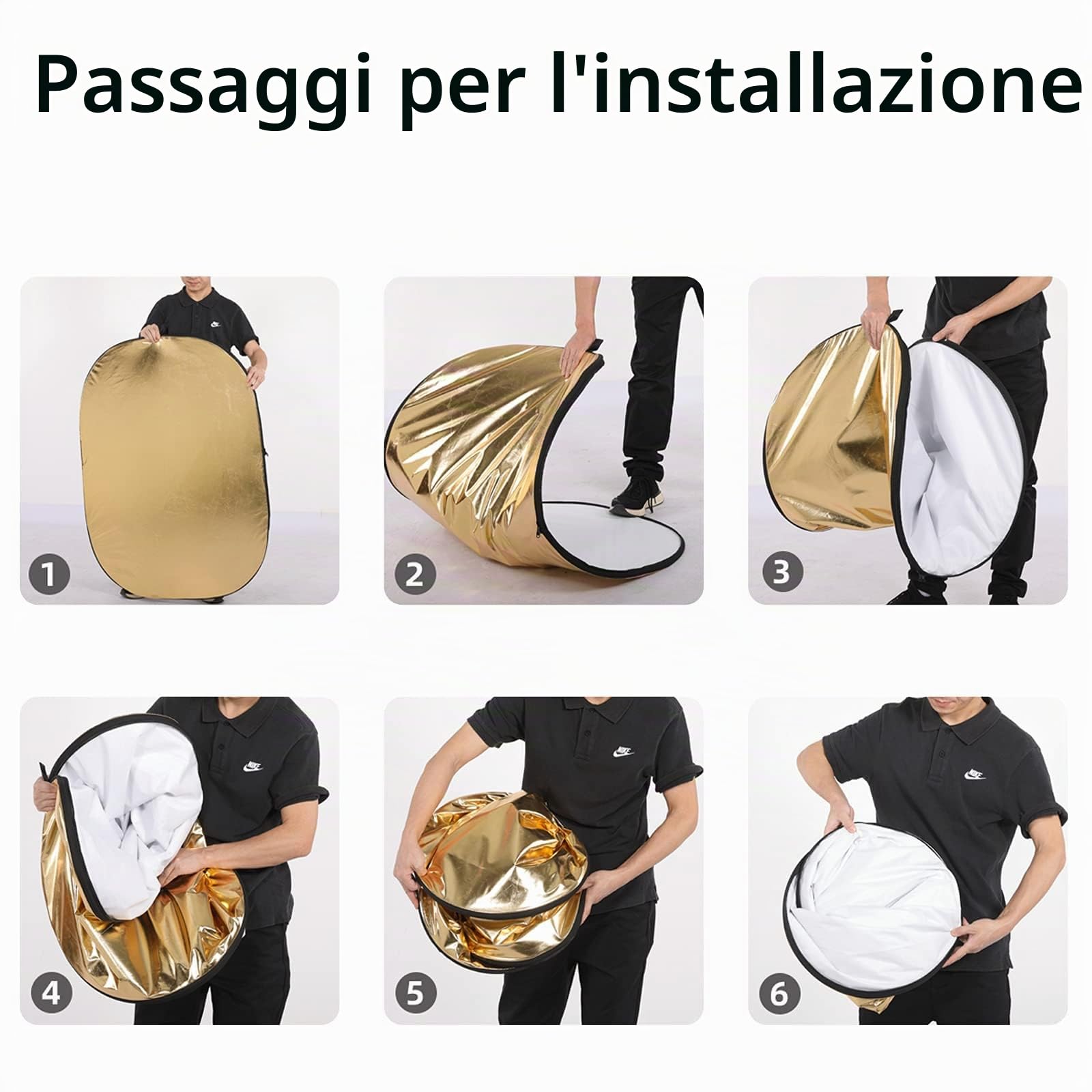 GODOX Riflettori pieghevoli per fotografia con custodia per il trasporto set per fotografia riflettore, diffusore di luce per studio (5in1 90 * 120cm)