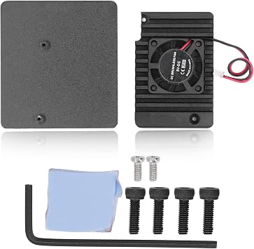 Router Cooling Shell Aluminum Alloy Heat Dissipation Enclosure Kit Nanopi R2S Fans Plate Black