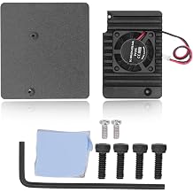 Router Cooling Shell Set for Nanopi R2s, Aluminum Alloy Heat Dissipation Enclosure Kit with Fan Cooling Plate, Compact Protective Case for Router, Easy to Install with Hex Wrench a Black