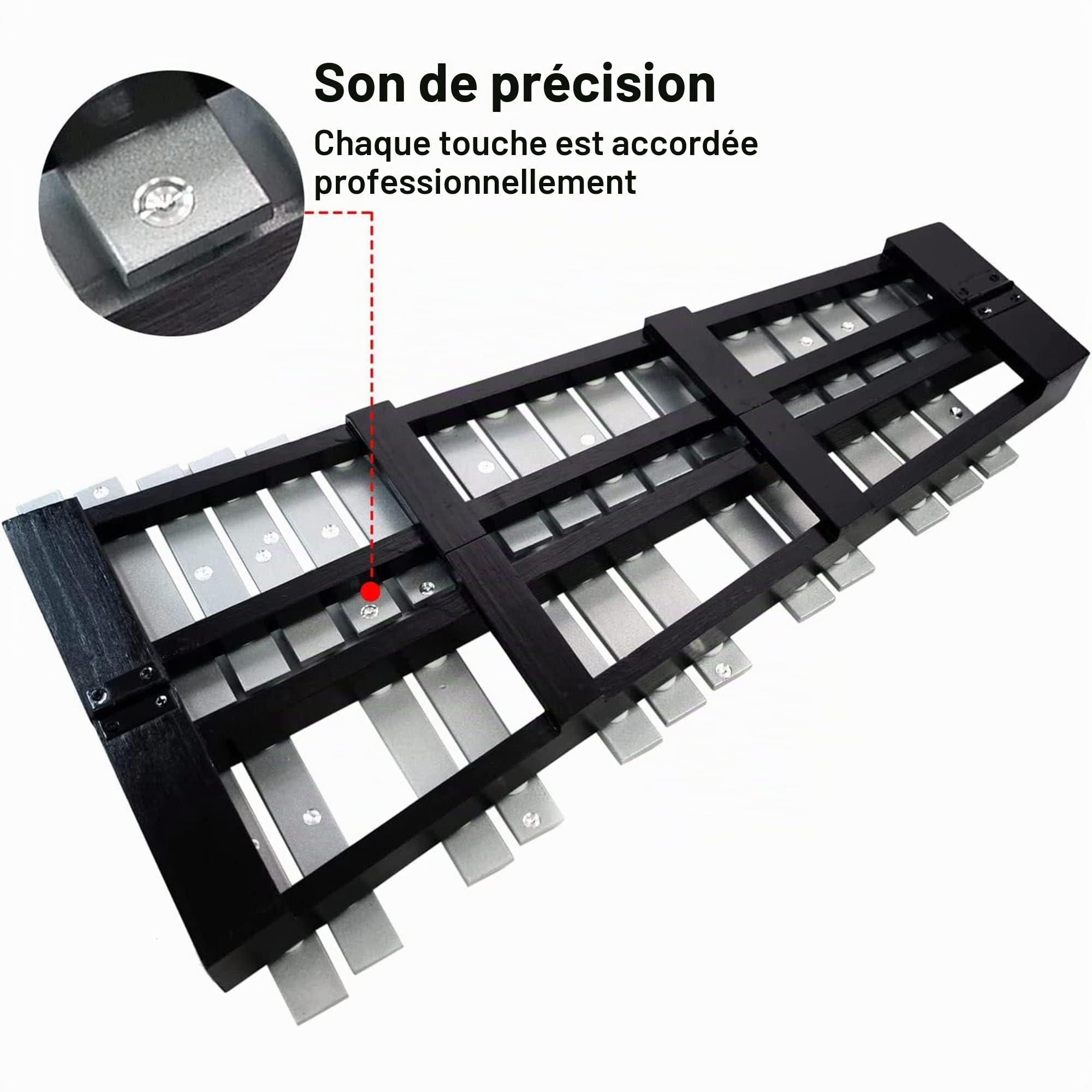 OUUTMEE Xylophone 30 notes, glockenspiel, barres en aluminium avec 2 maillets, support avec étui de rangement, spectacle, concert, présentation, concours d'art scolaire