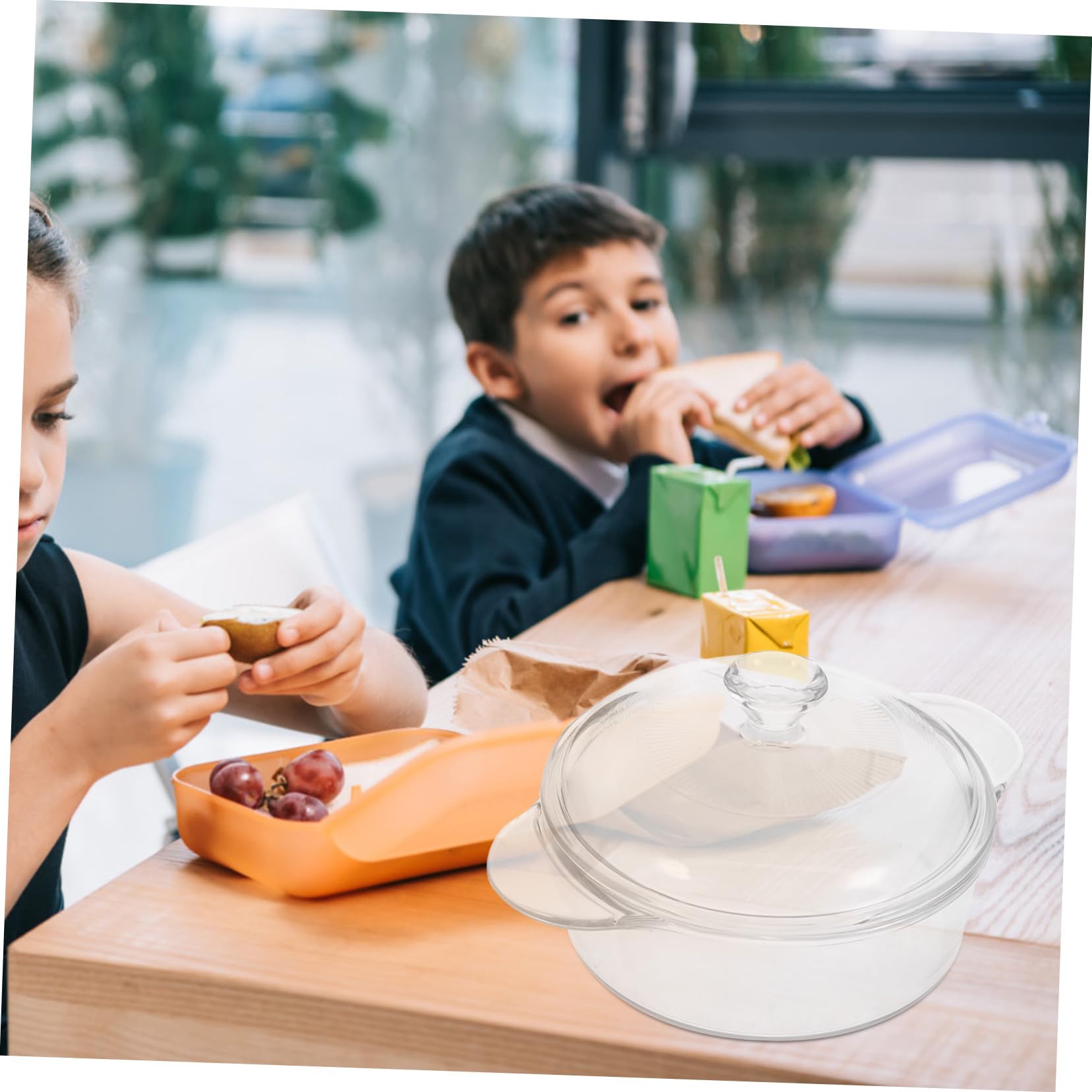 Cabilock Tazón de Vidrio Resistente al Calor con Tapa Transparente para Ensaladas y Frutas Cuenco Reutilizable para Fiestas y Cenas Familiares Diseño Moderno y Fácil Limpieza