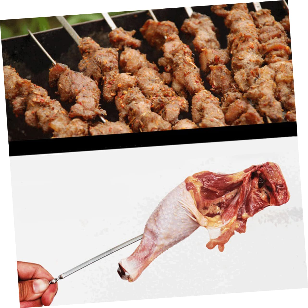 Abaodam 10pezzi Spiedini Per Barbecue in Metallo Resistente Da Set Di Spiedini Per Manico Sagomato Per Facile Impugnatura Cursore Integrato Per Sgancio Rapido Per Gamberetti Carne Verdure
